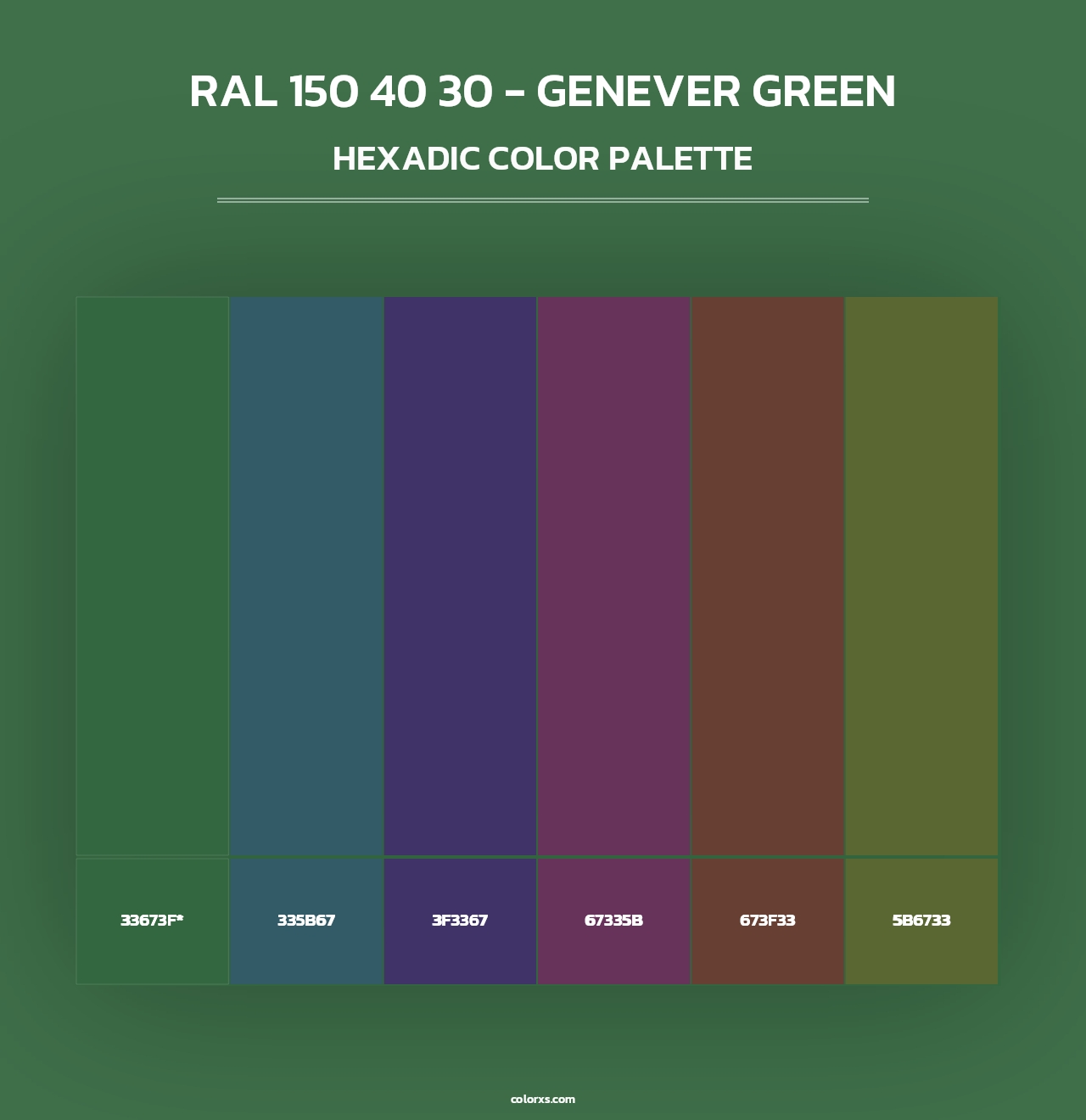 RAL 150 40 30 - Genever Green - Hexadic Color Palette
