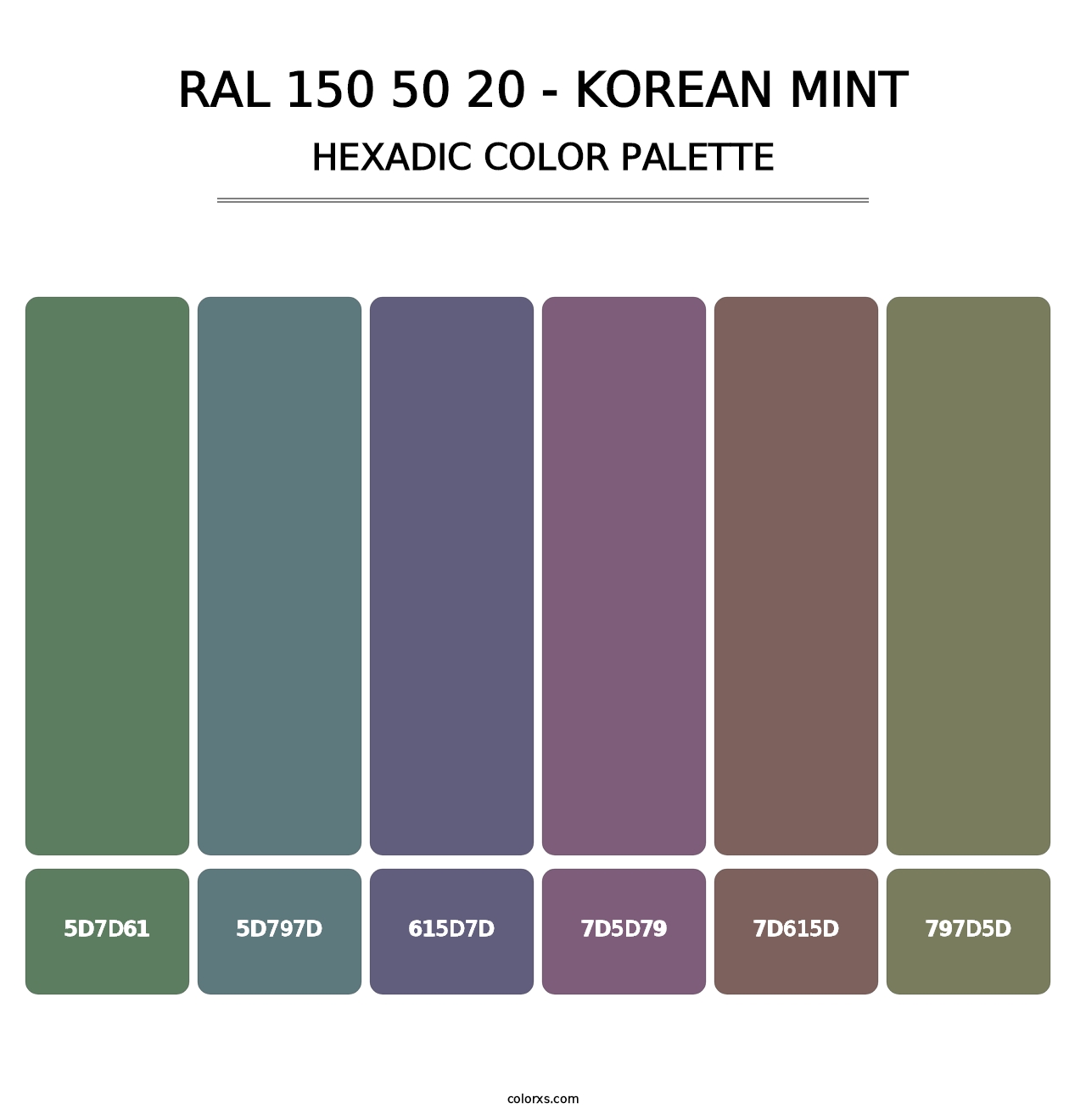 RAL 150 50 20 - Korean Mint - Hexadic Color Palette