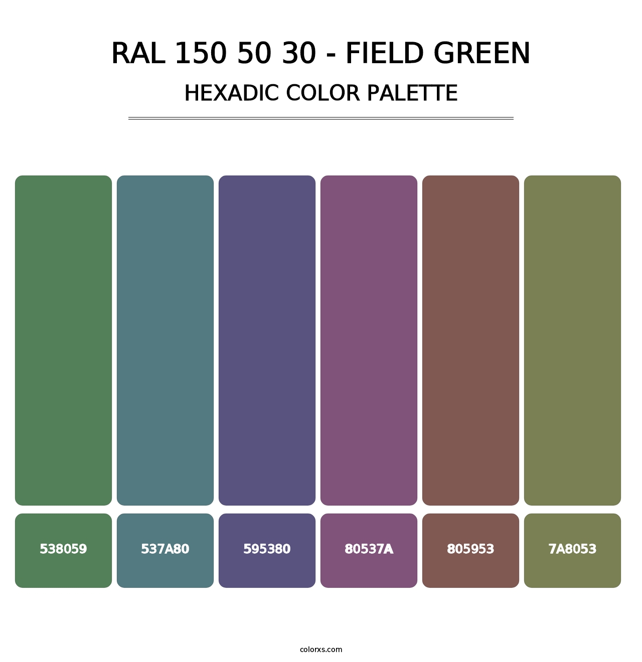 RAL 150 50 30 - Field Green - Hexadic Color Palette
