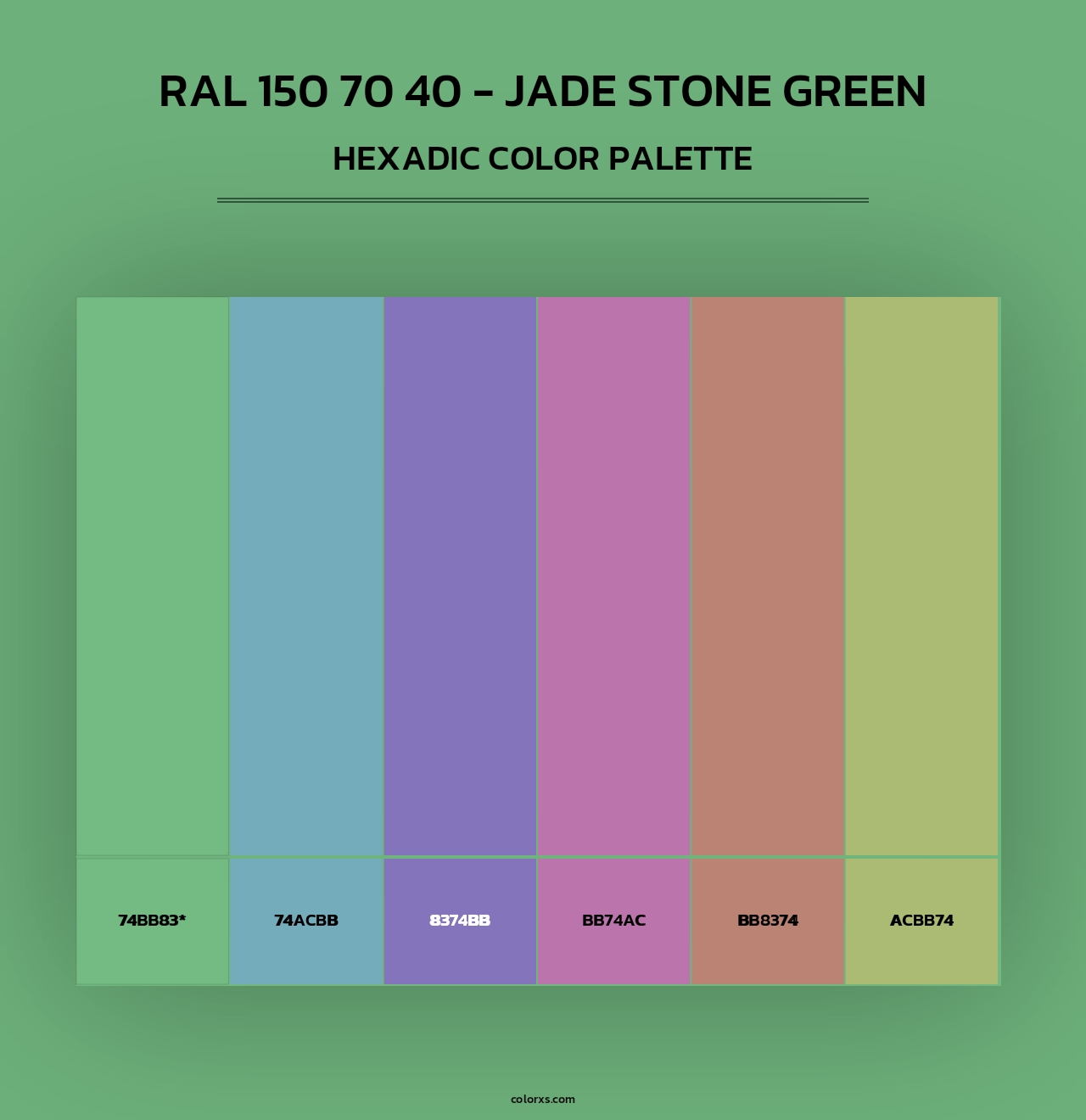 RAL 150 70 40 - Jade Stone Green - Hexadic Color Palette
