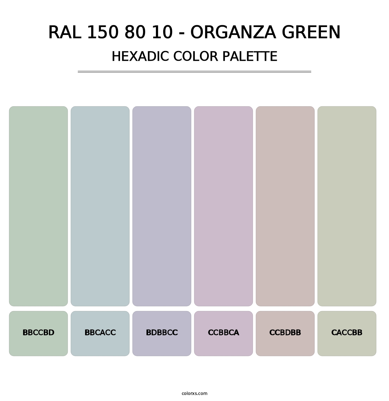 RAL 150 80 10 - Organza Green - Hexadic Color Palette