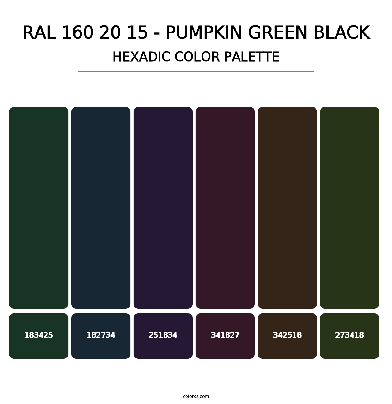 RAL 160 20 15 - Pumpkin Green Black - Hexadic Color Palette