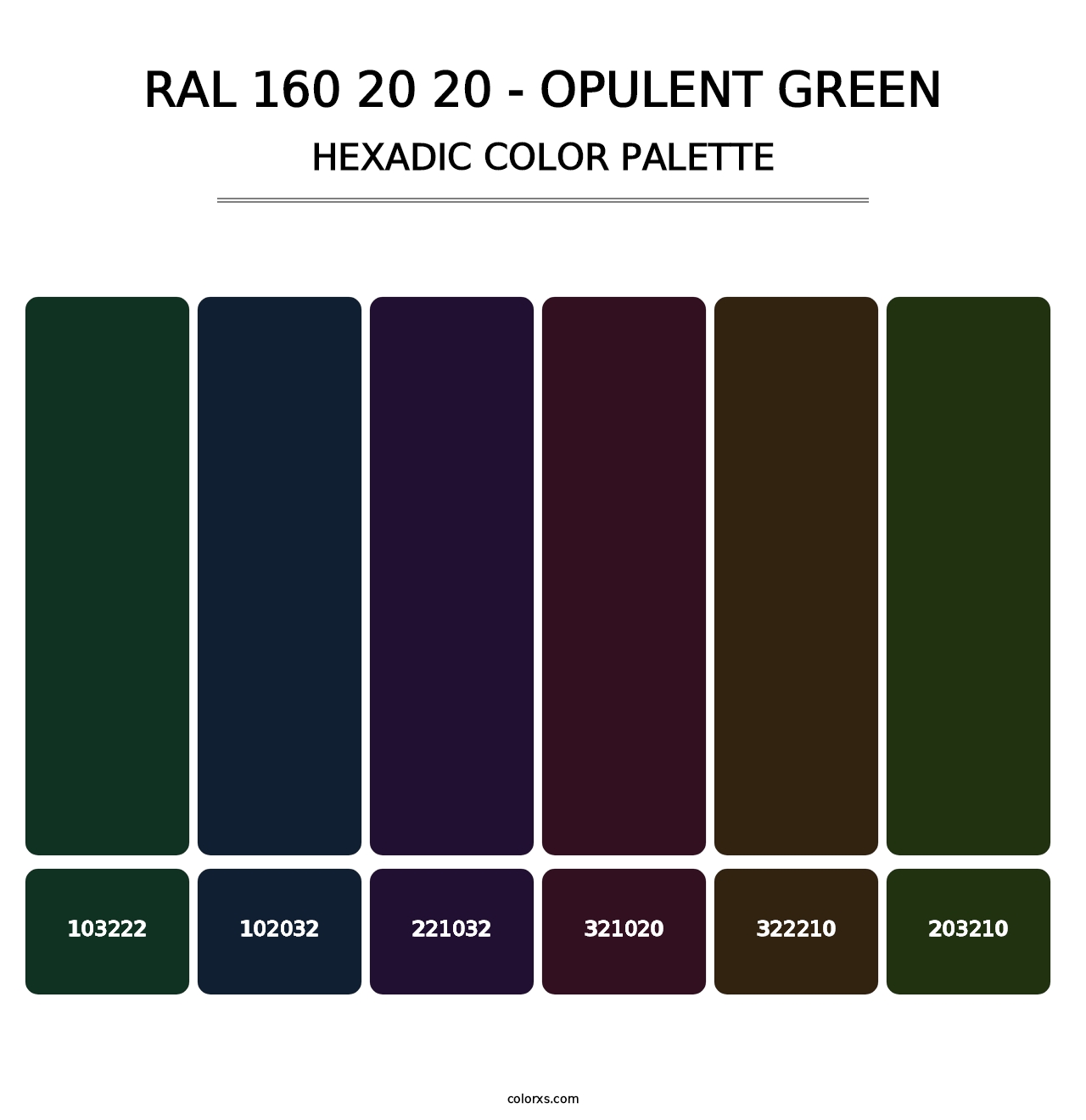 RAL 160 20 20 - Opulent Green - Hexadic Color Palette