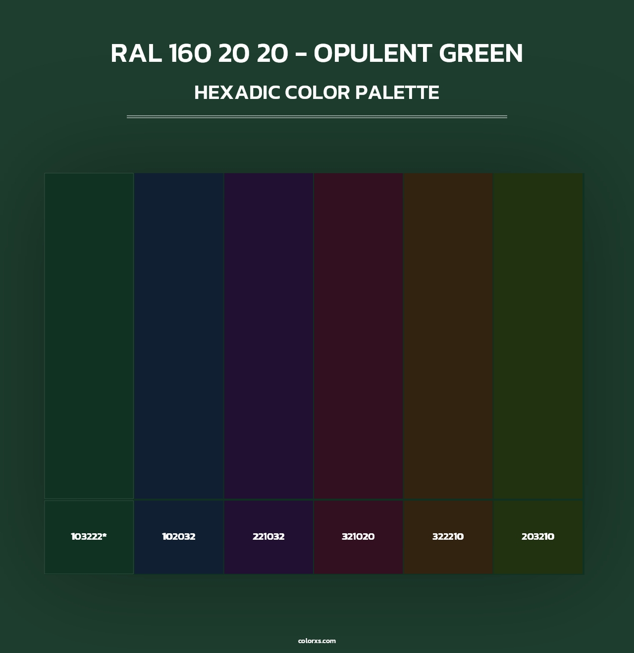 RAL 160 20 20 - Opulent Green - Hexadic Color Palette