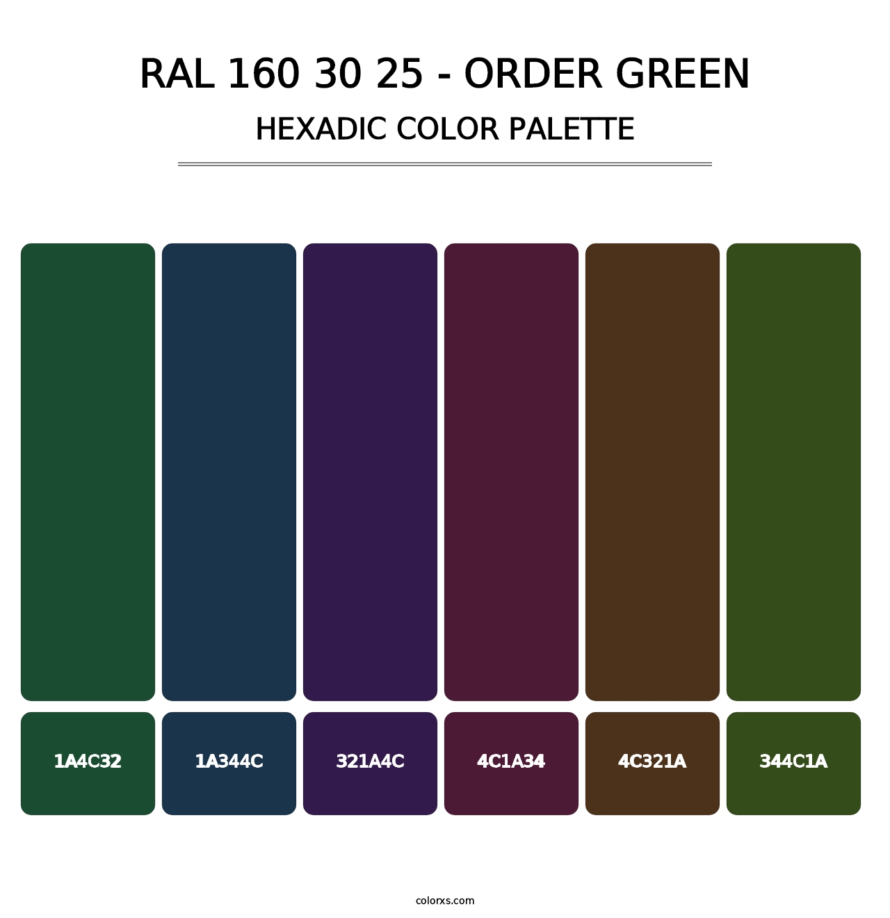 RAL 160 30 25 - Order Green - Hexadic Color Palette