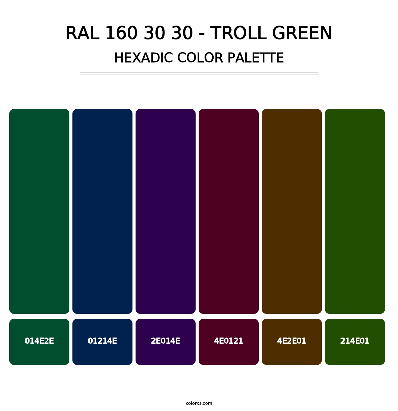RAL 160 30 30 - Troll Green - Hexadic Color Palette