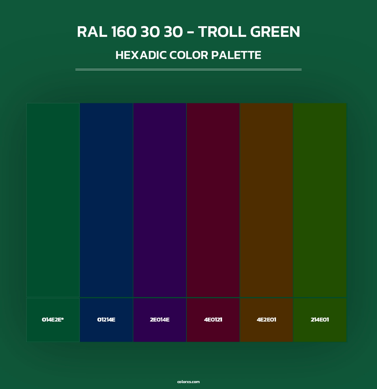 RAL 160 30 30 - Troll Green - Hexadic Color Palette