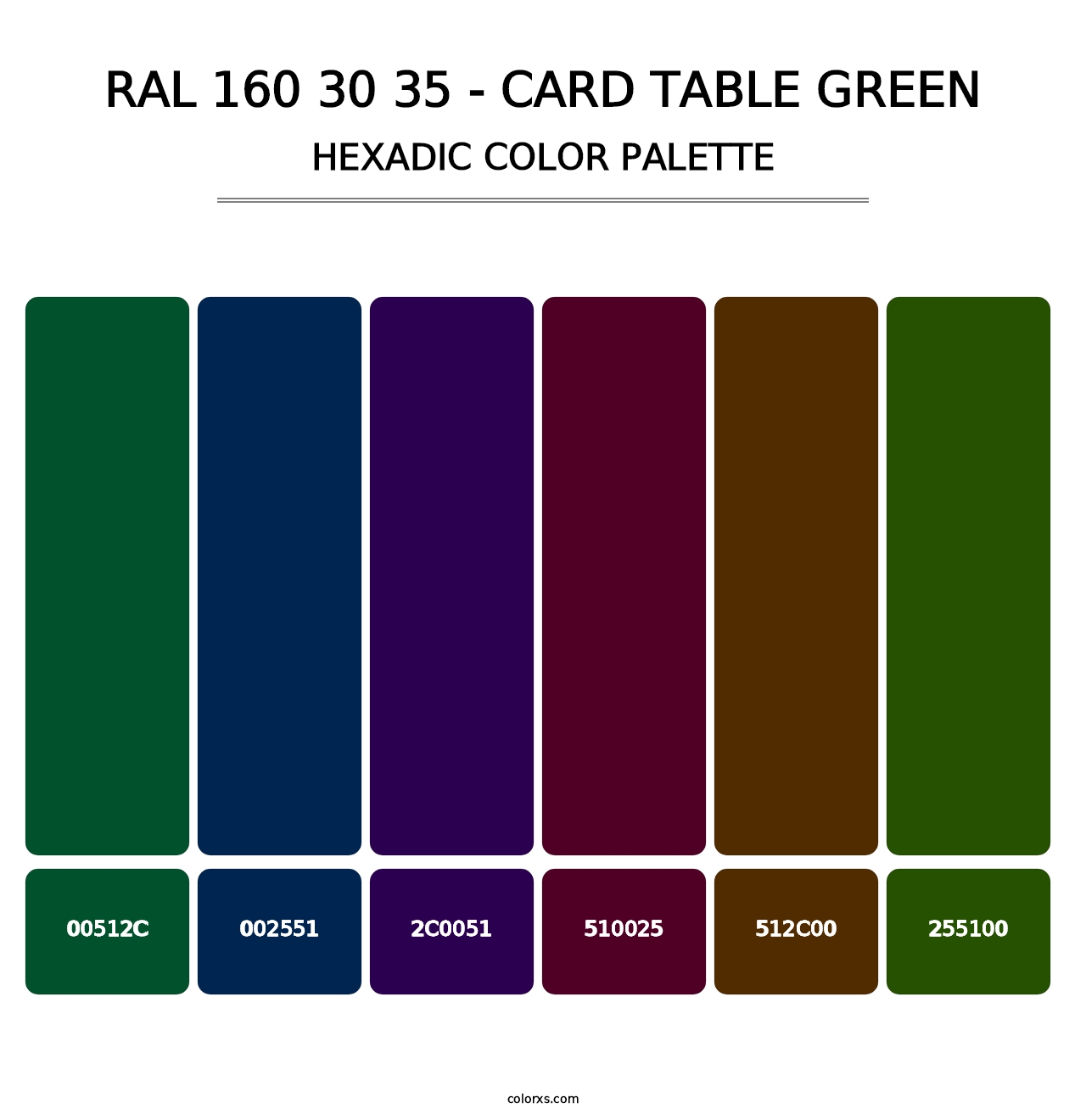 RAL 160 30 35 - Card Table Green - Hexadic Color Palette