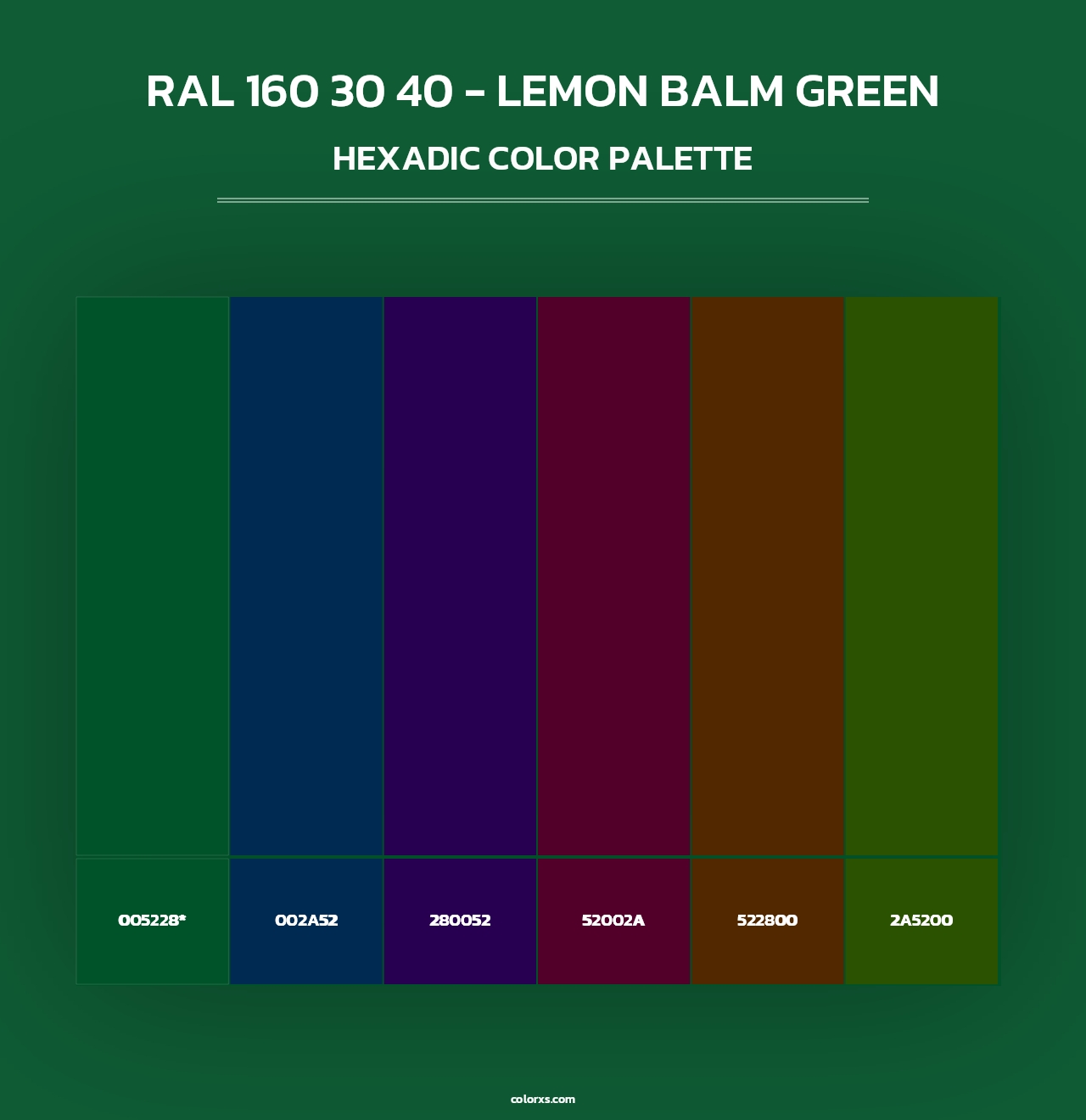 RAL 160 30 40 - Lemon Balm Green - Hexadic Color Palette