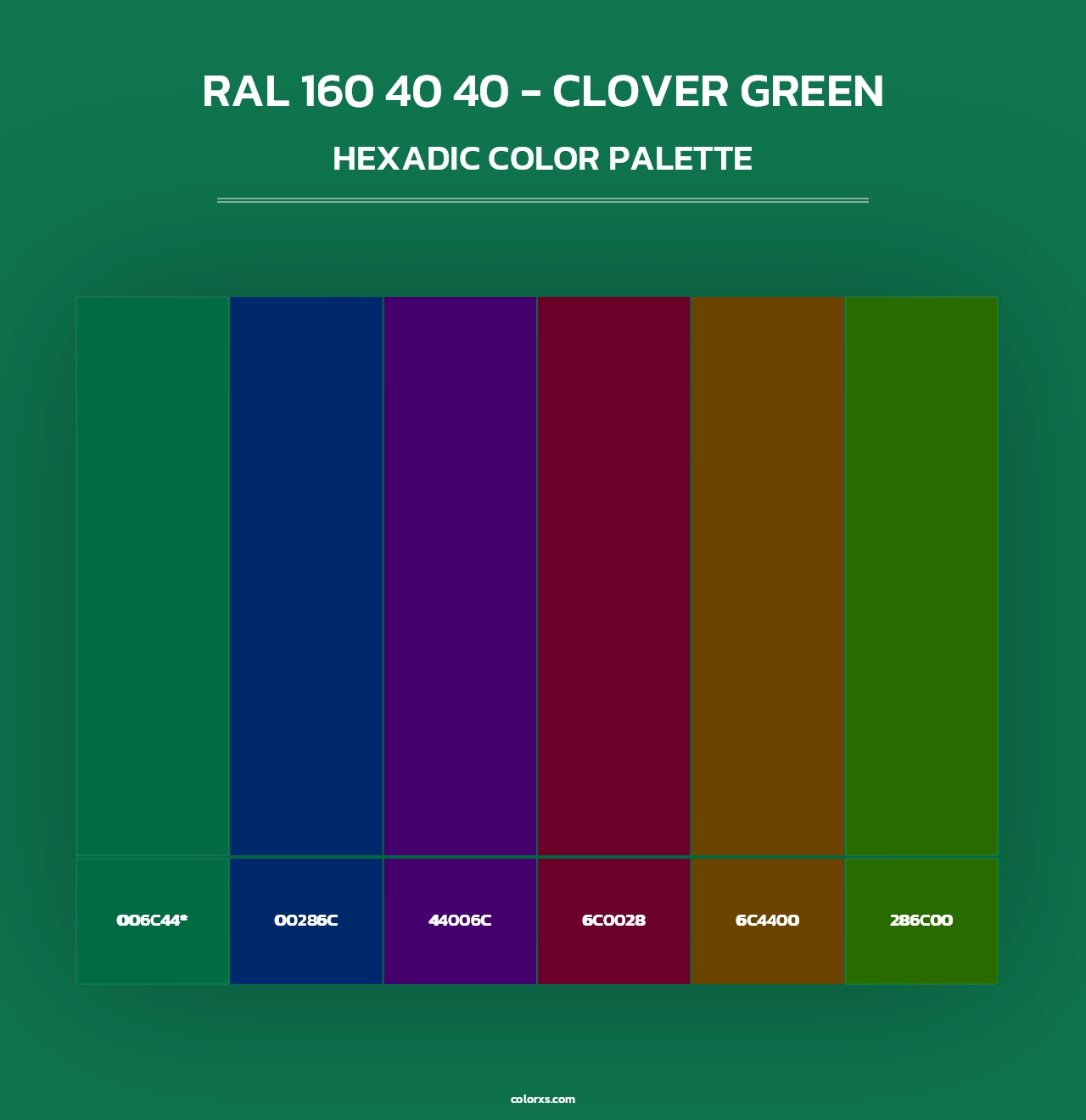 RAL 160 40 40 - Clover Green - Hexadic Color Palette