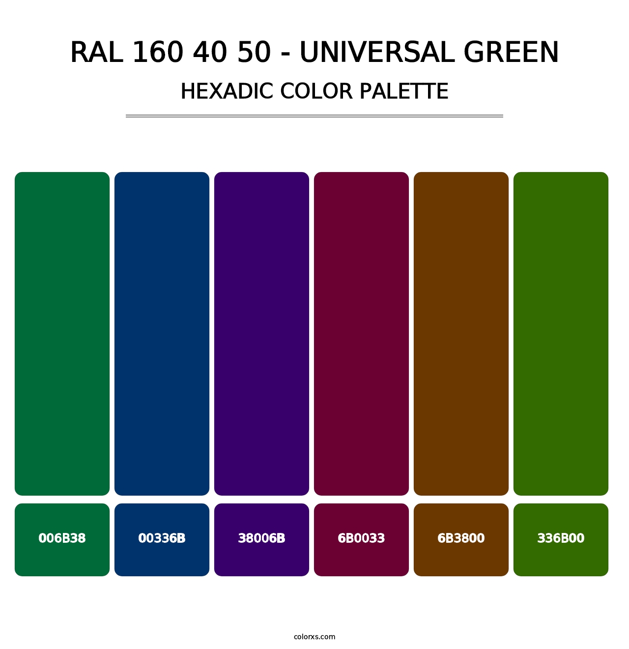 RAL 160 40 50 - Universal Green - Hexadic Color Palette
