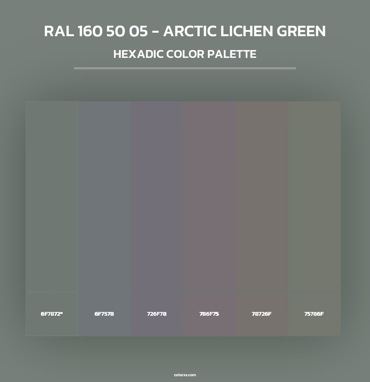 RAL 160 50 05 - Arctic Lichen Green - Hexadic Color Palette
