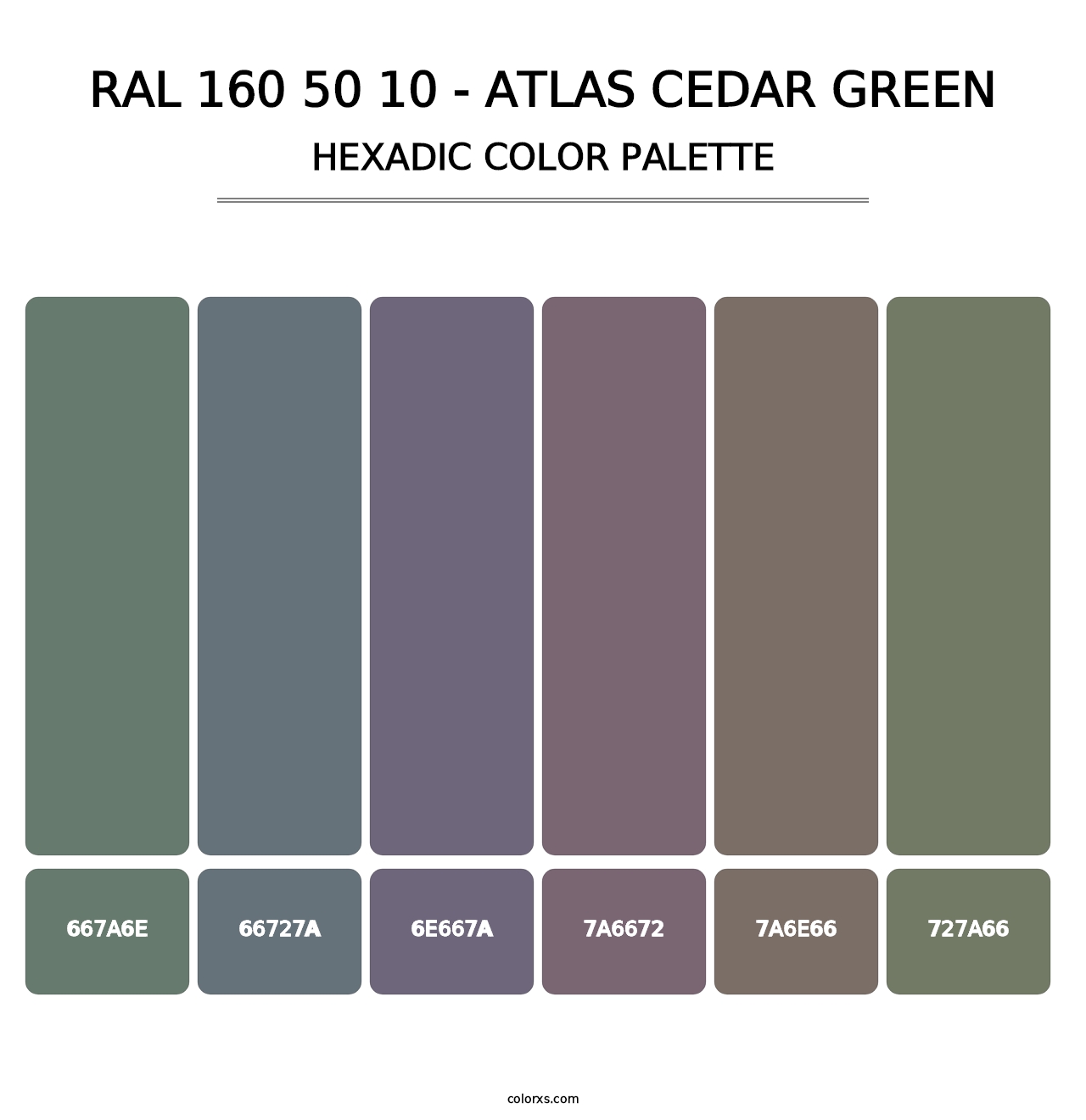 RAL 160 50 10 - Atlas Cedar Green - Hexadic Color Palette