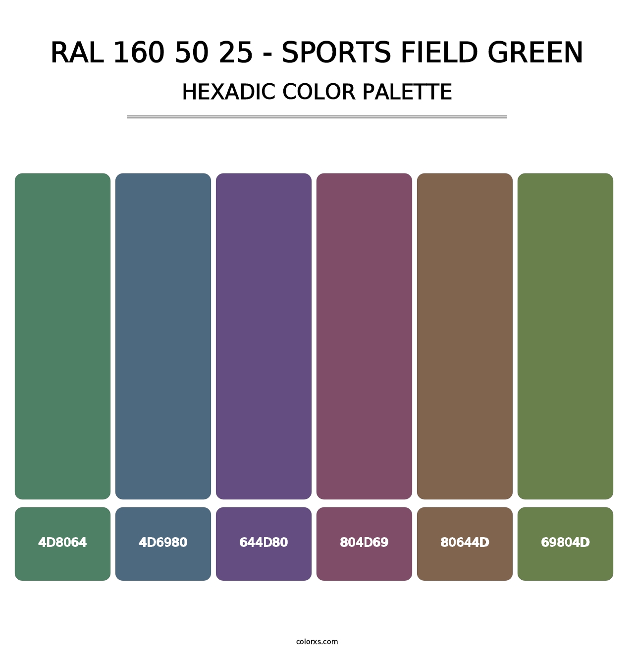 RAL 160 50 25 - Sports Field Green - Hexadic Color Palette