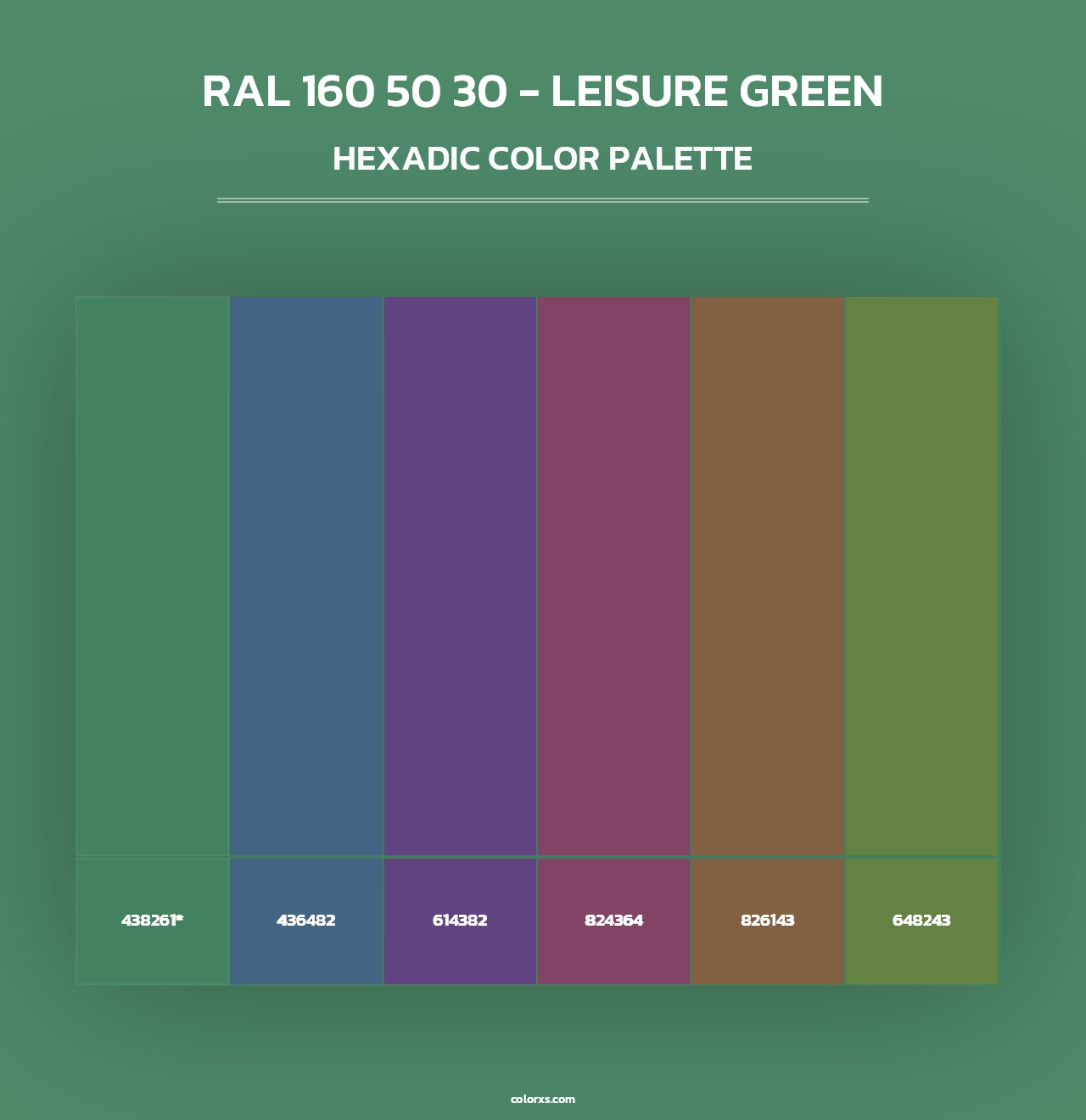 RAL 160 50 30 - Leisure Green - Hexadic Color Palette