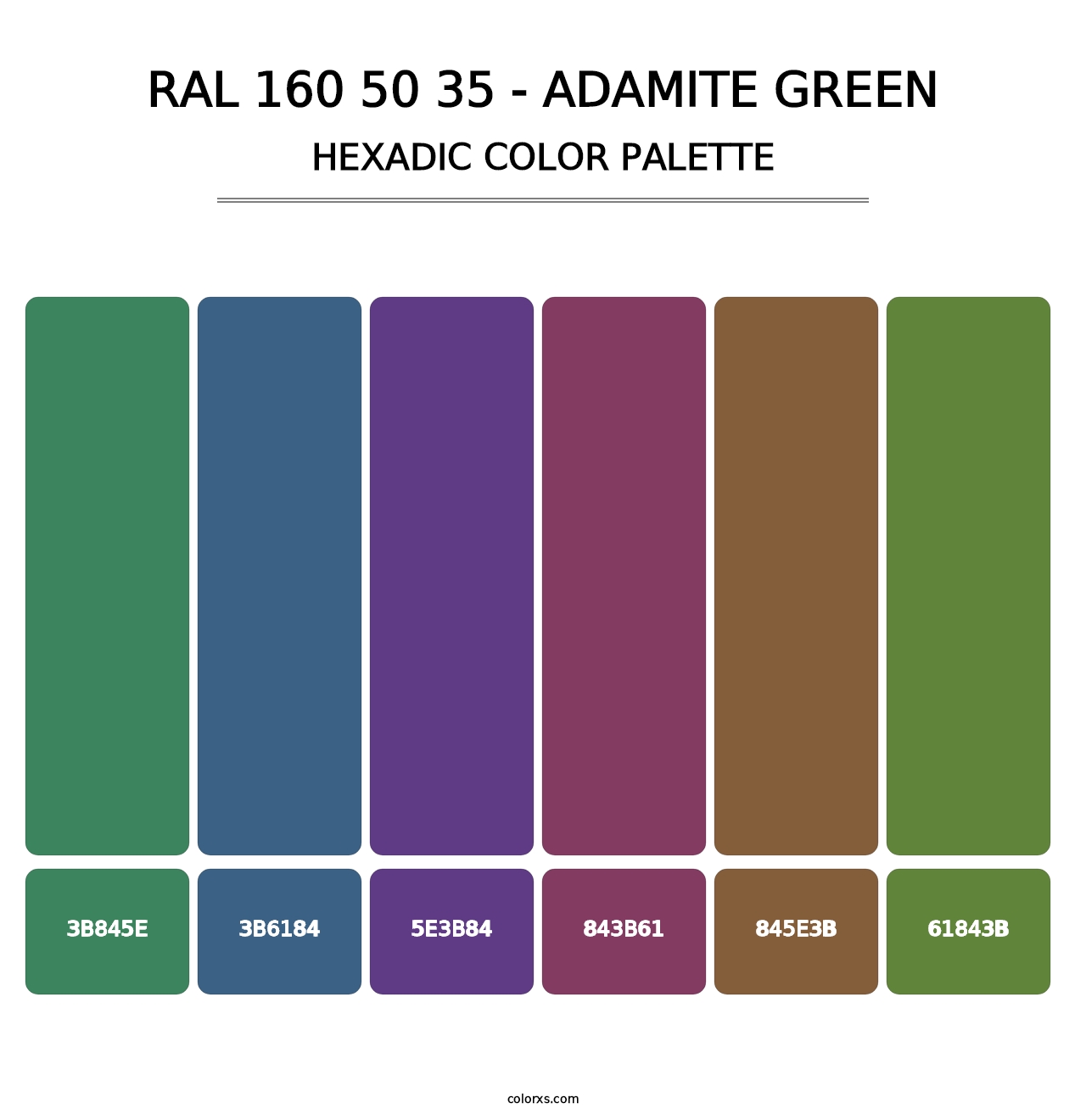 RAL 160 50 35 - Adamite Green - Hexadic Color Palette