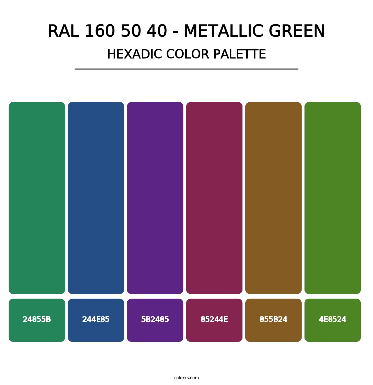 RAL 160 50 40 - Metallic Green - Hexadic Color Palette