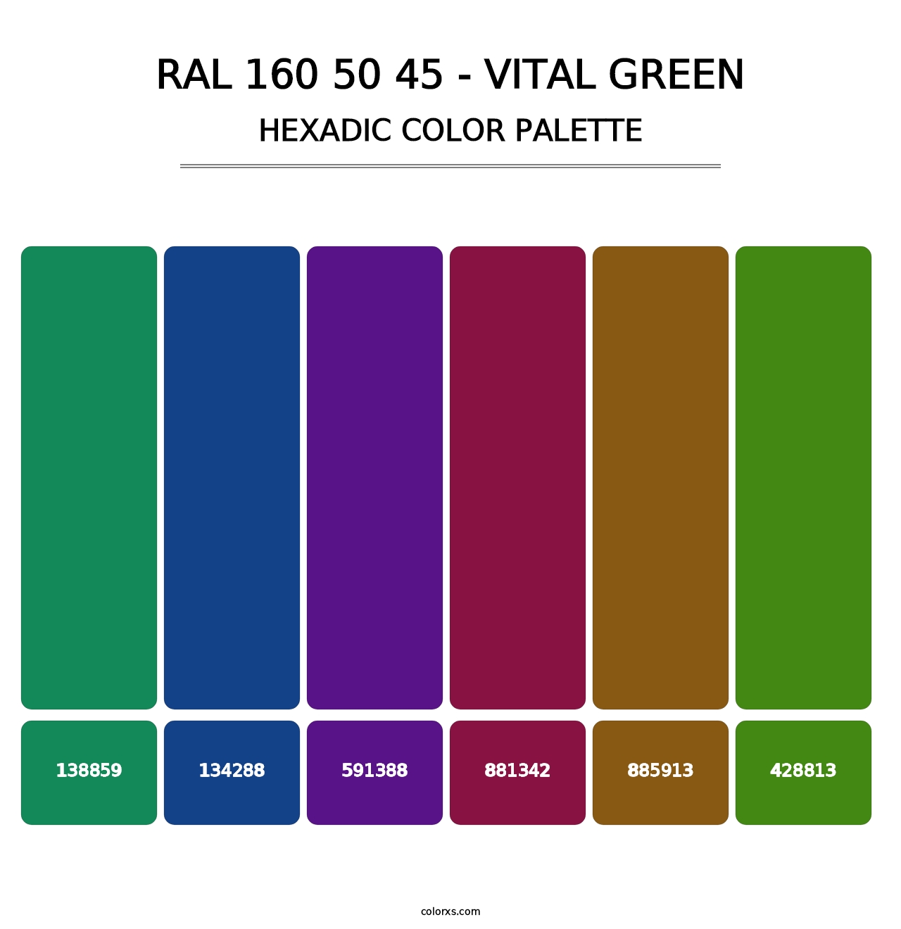 RAL 160 50 45 - Vital Green - Hexadic Color Palette