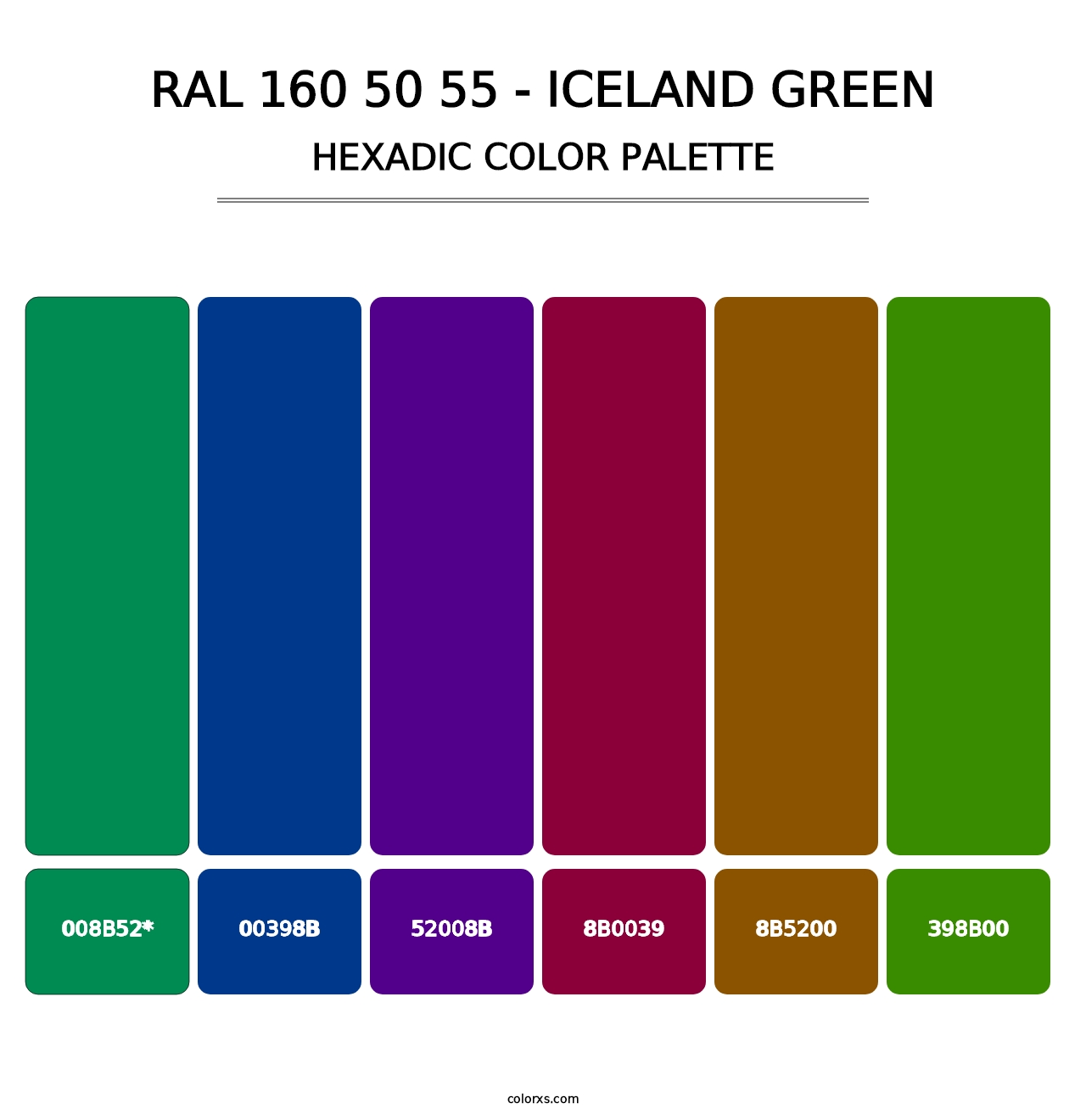 RAL 160 50 55 - Iceland Green - Hexadic Color Palette