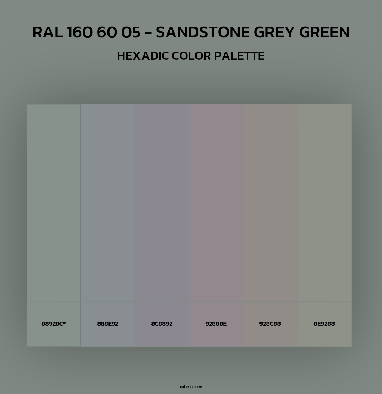 RAL 160 60 05 - Sandstone Grey Green - Hexadic Color Palette