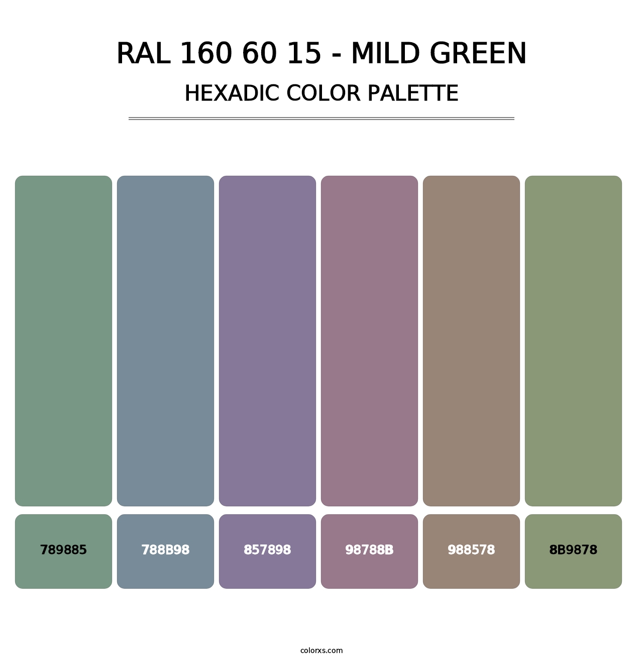 RAL 160 60 15 - Mild Green - Hexadic Color Palette