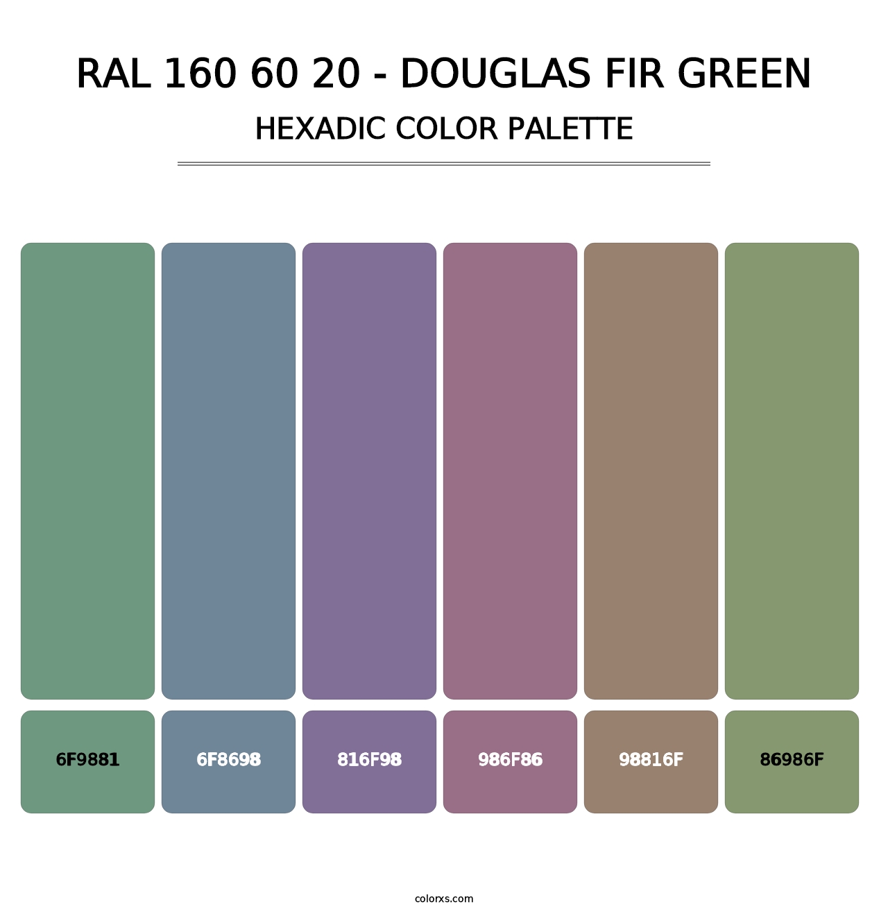 RAL 160 60 20 - Douglas Fir Green - Hexadic Color Palette