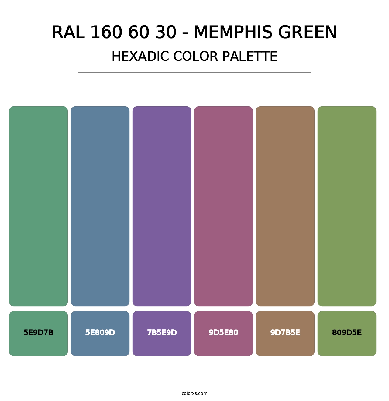 RAL 160 60 30 - Memphis Green - Hexadic Color Palette