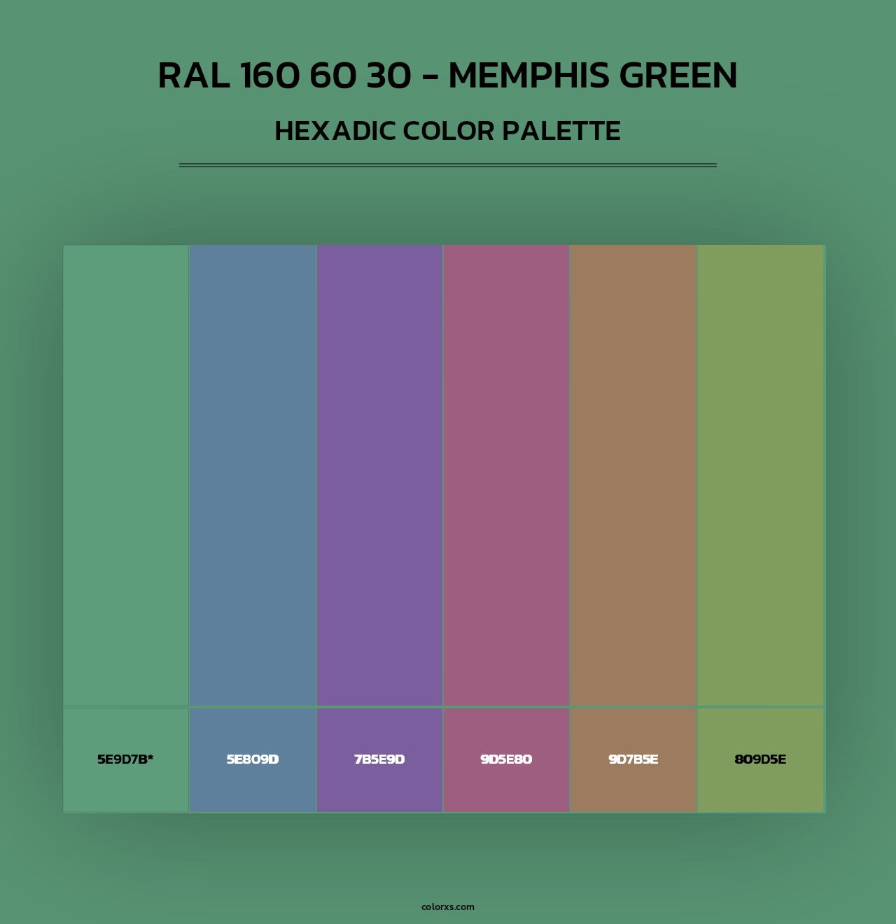 RAL 160 60 30 - Memphis Green - Hexadic Color Palette