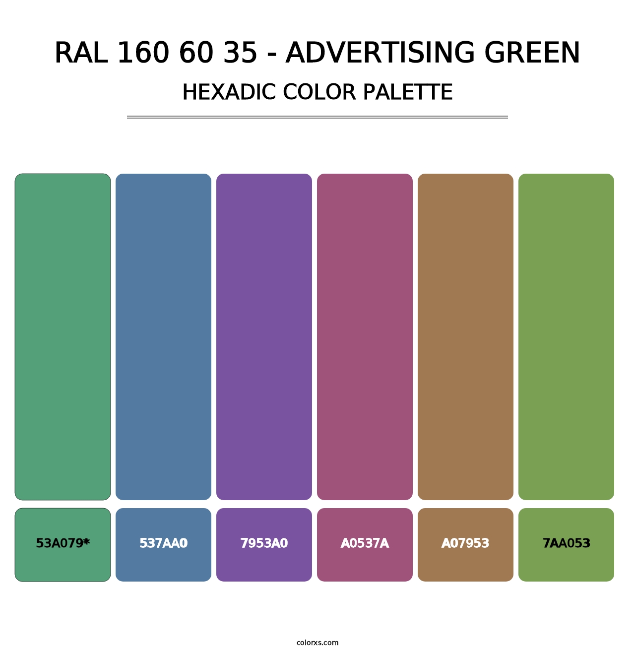 RAL 160 60 35 - Advertising Green - Hexadic Color Palette