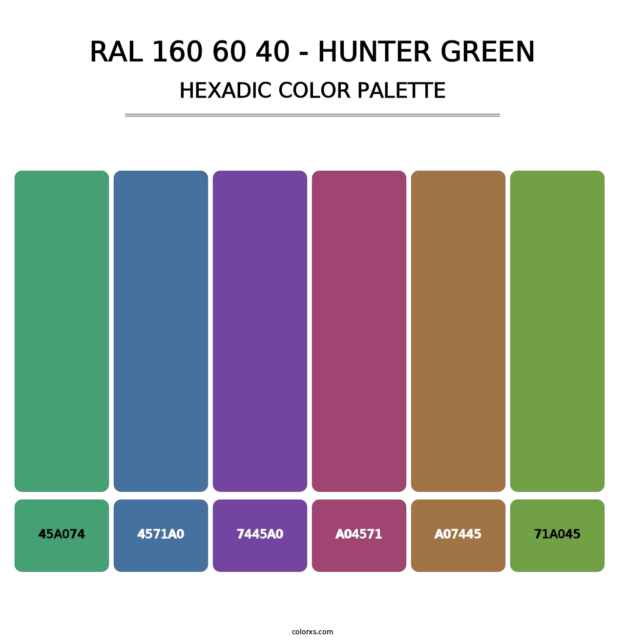 RAL 160 60 40 - Hunter Green - Hexadic Color Palette