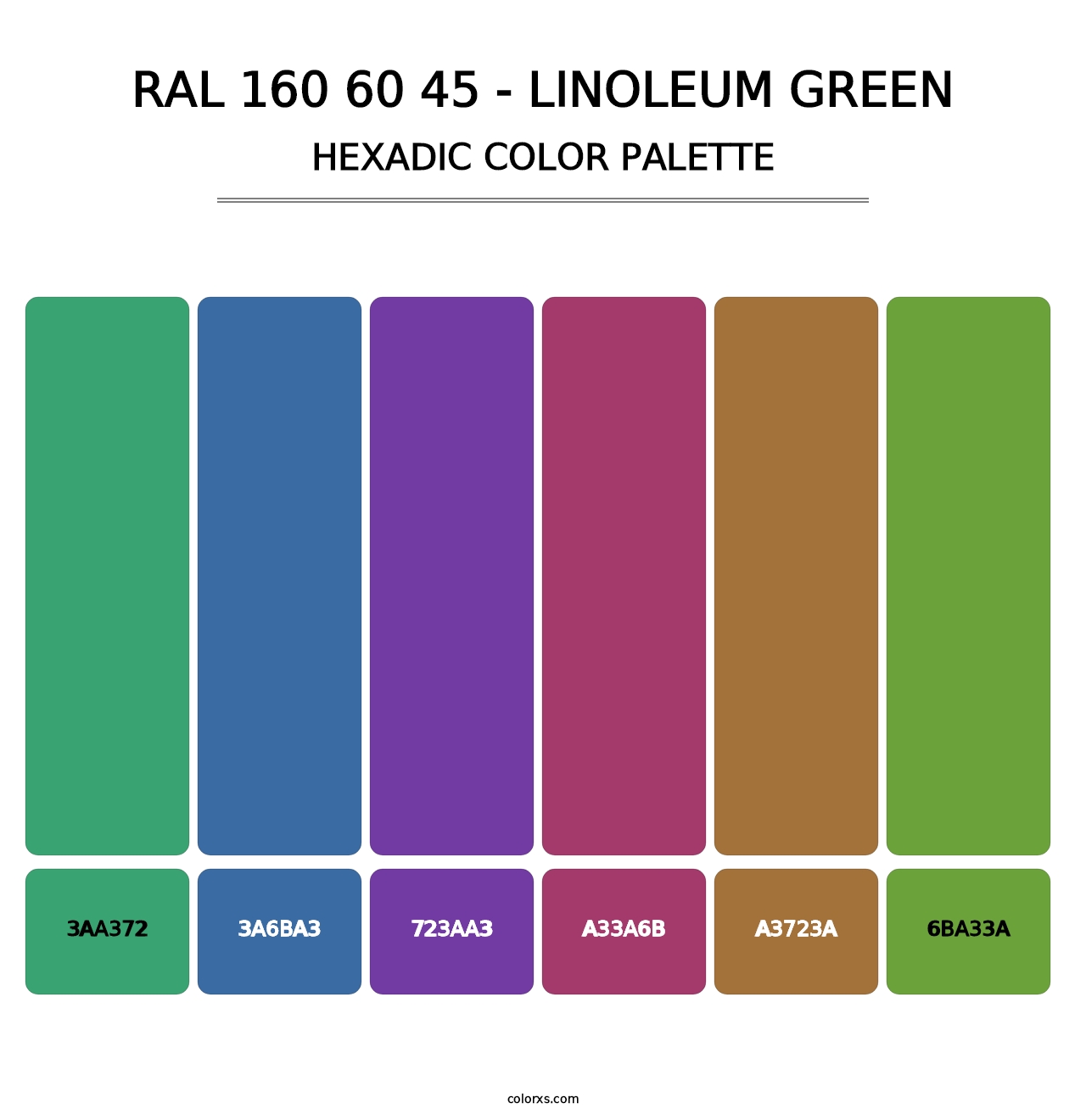 RAL 160 60 45 - Linoleum Green - Hexadic Color Palette