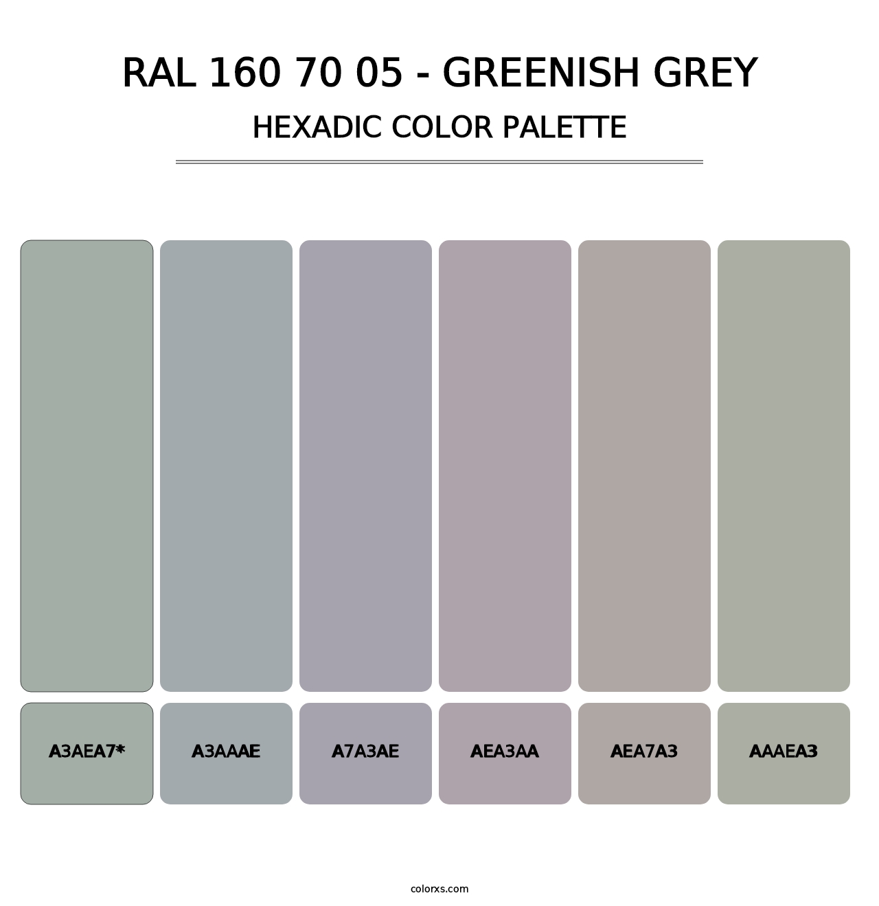 RAL 160 70 05 - Greenish Grey - Hexadic Color Palette