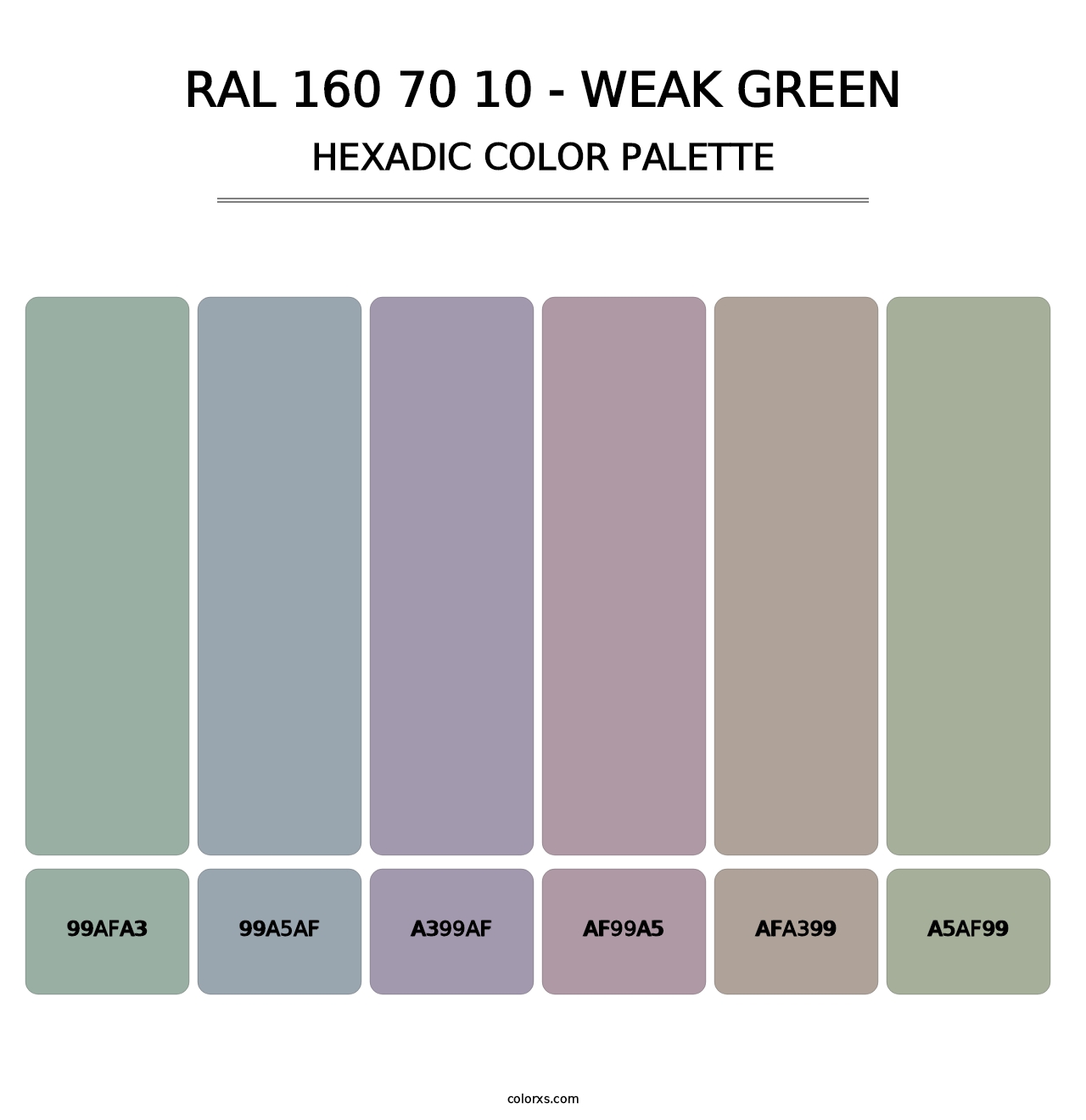 RAL 160 70 10 - Weak Green - Hexadic Color Palette