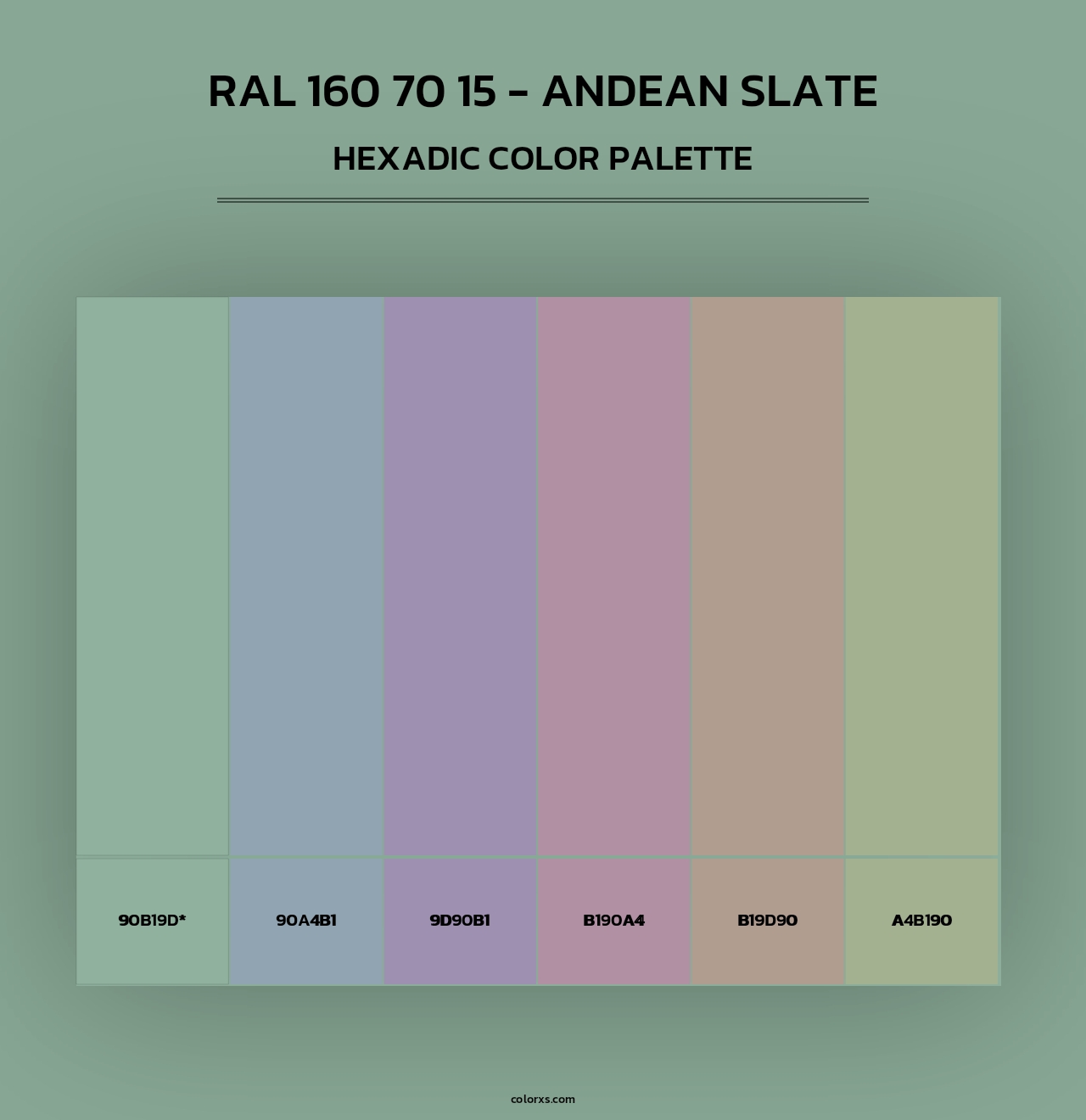 RAL 160 70 15 - Andean Slate - Hexadic Color Palette