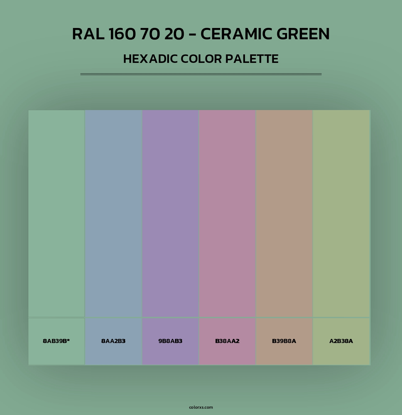 RAL 160 70 20 - Ceramic Green - Hexadic Color Palette