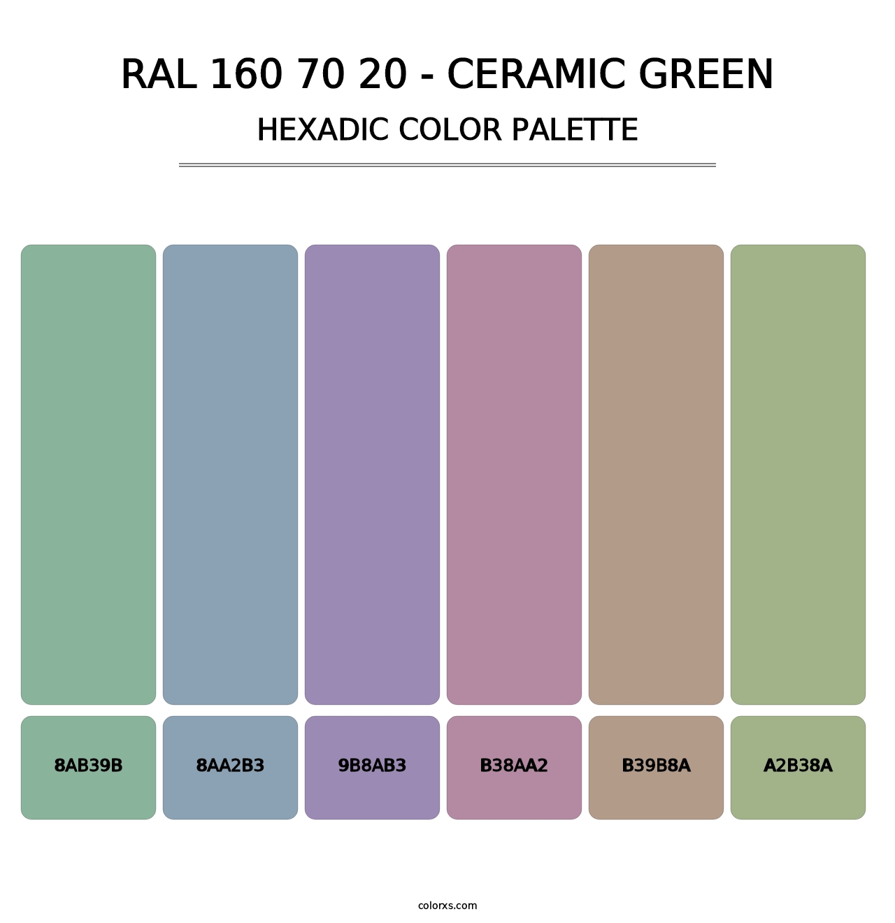 RAL 160 70 20 - Ceramic Green - Hexadic Color Palette