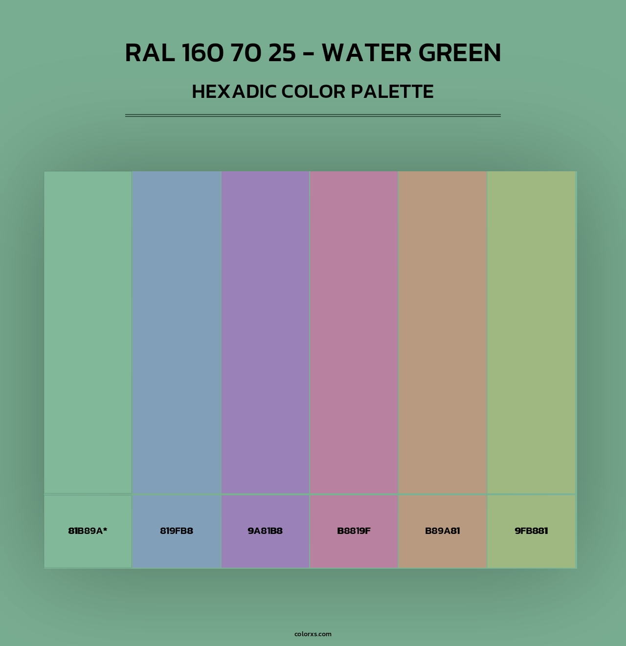 RAL 160 70 25 - Water Green - Hexadic Color Palette