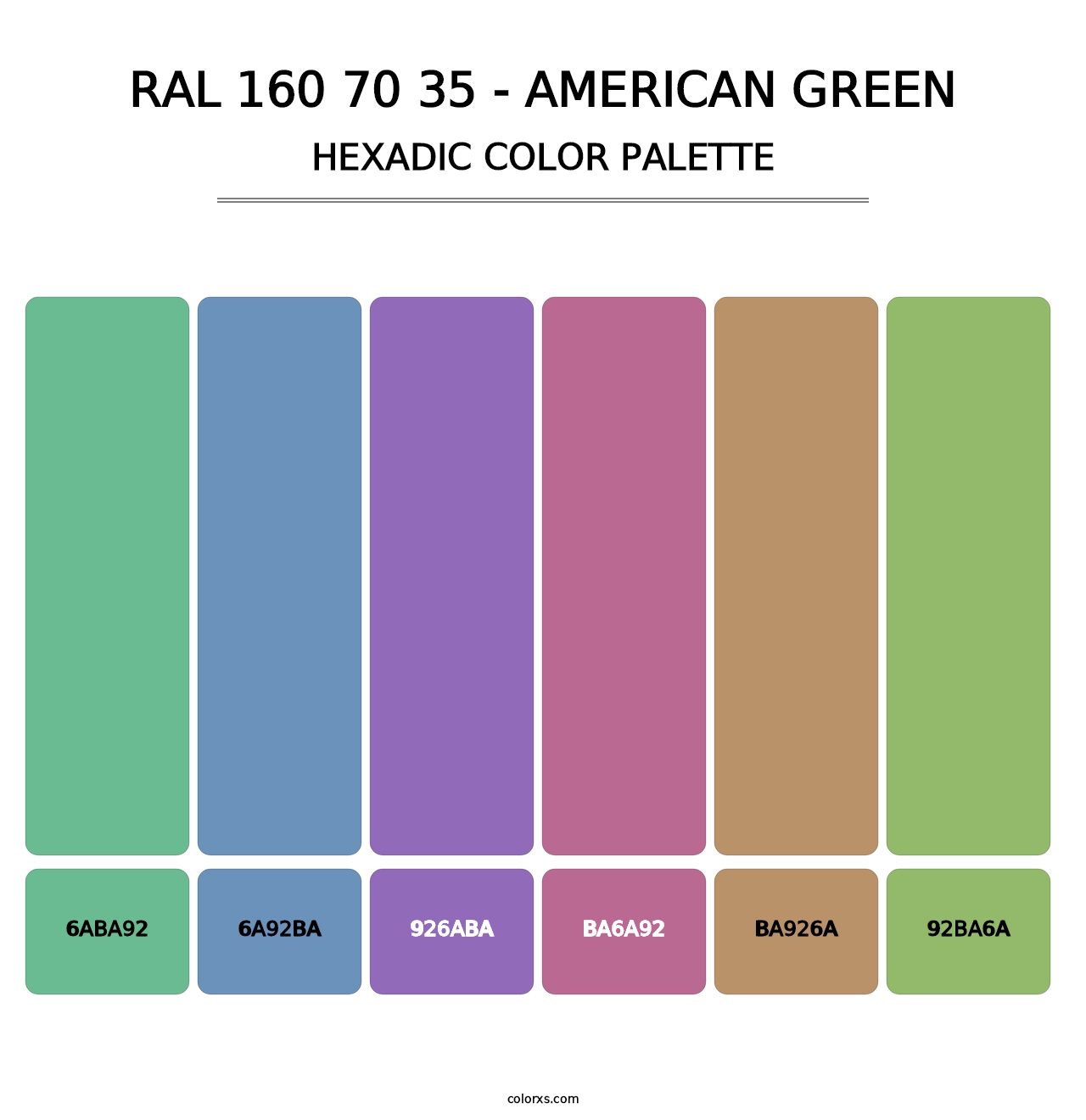 RAL 160 70 35 - American Green - Hexadic Color Palette