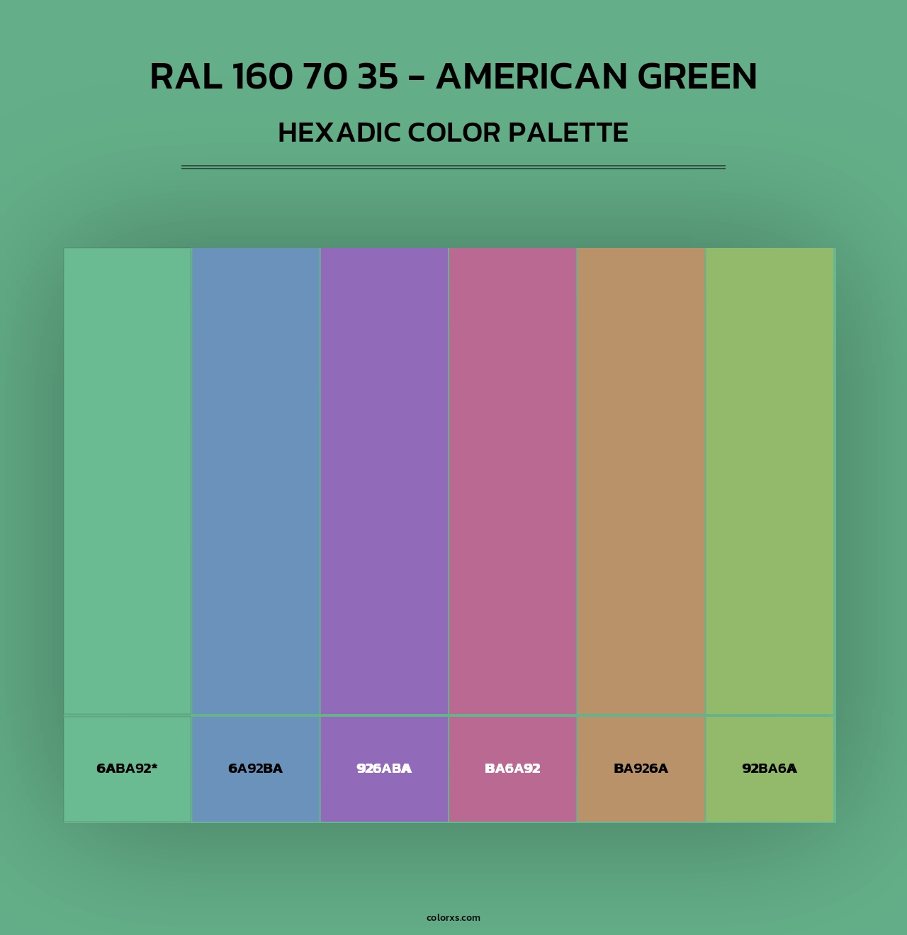 RAL 160 70 35 - American Green - Hexadic Color Palette