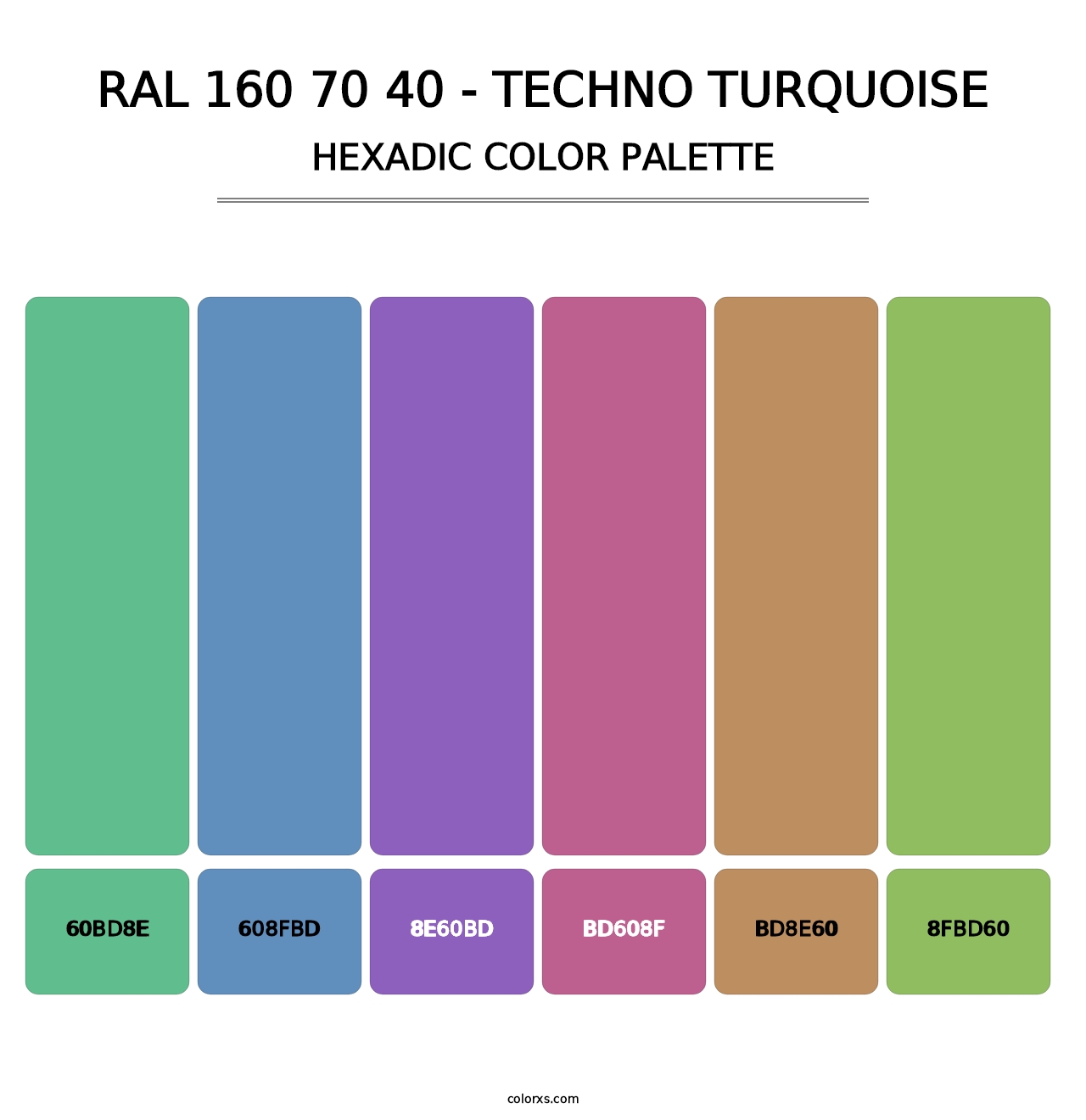 RAL 160 70 40 - Techno Turquoise - Hexadic Color Palette