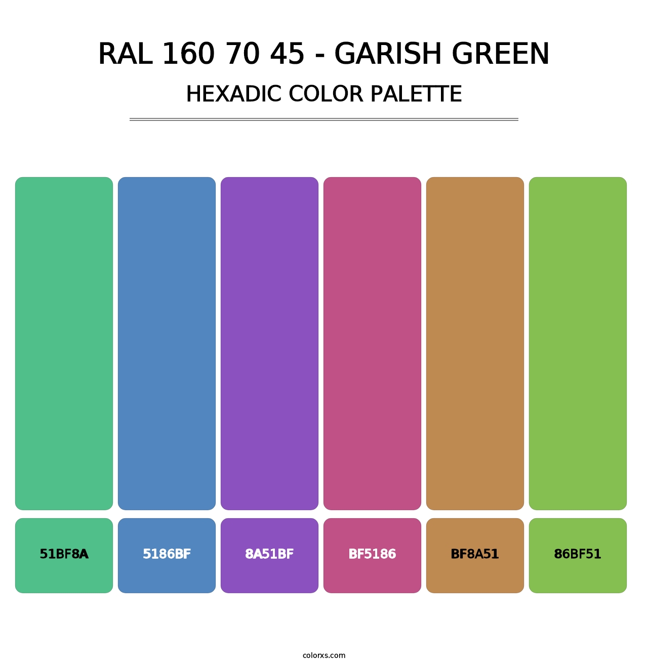 RAL 160 70 45 - Garish Green - Hexadic Color Palette