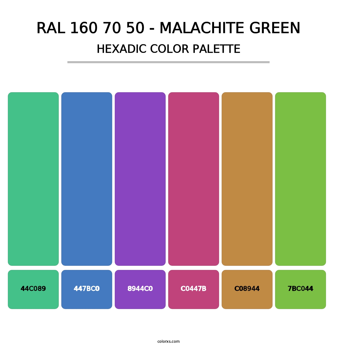 RAL 160 70 50 - Malachite Green - Hexadic Color Palette