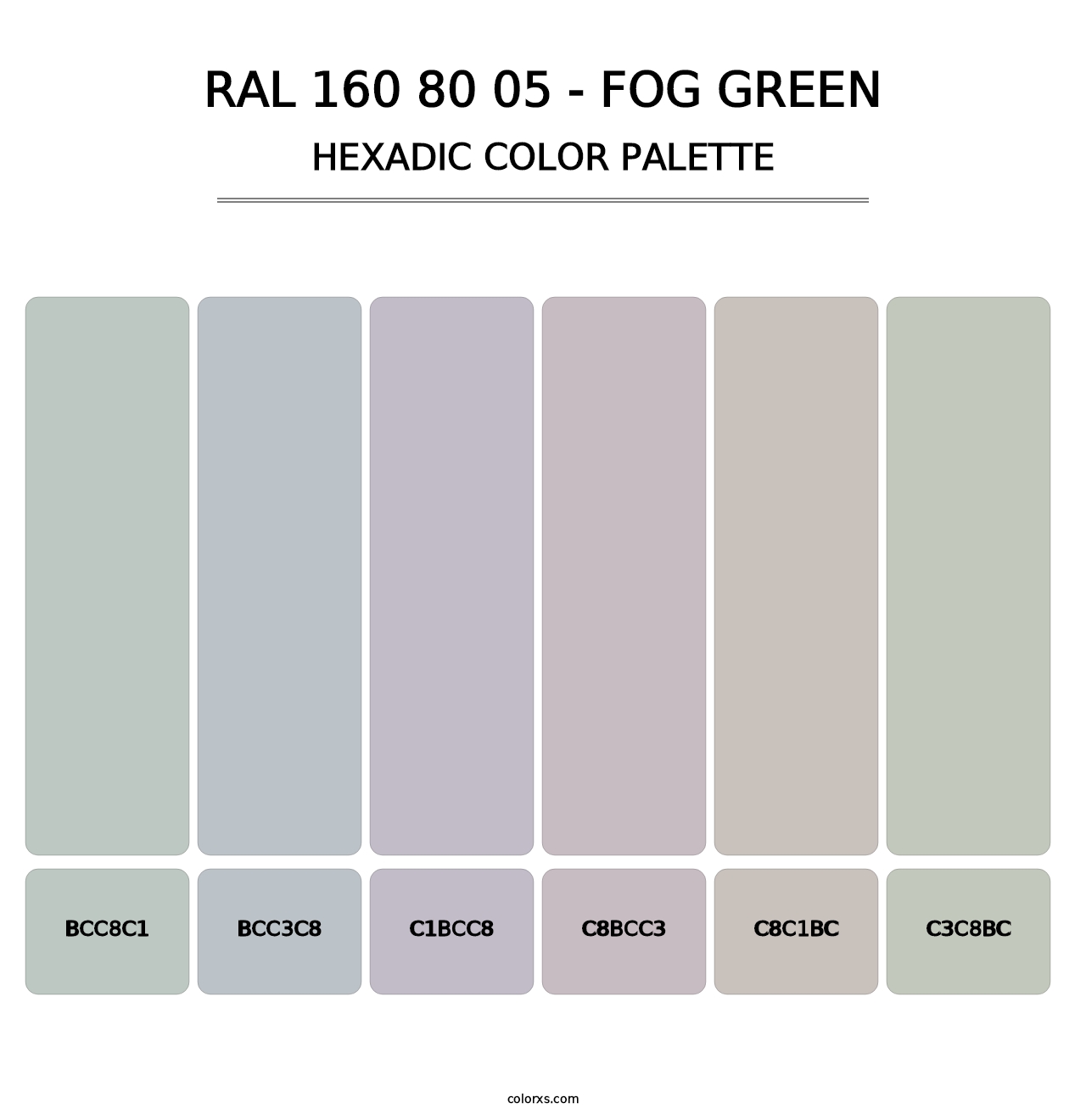 RAL 160 80 05 - Fog Green - Hexadic Color Palette