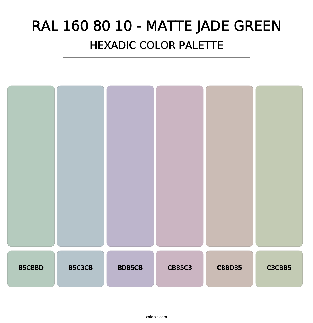 RAL 160 80 10 - Matte Jade Green - Hexadic Color Palette