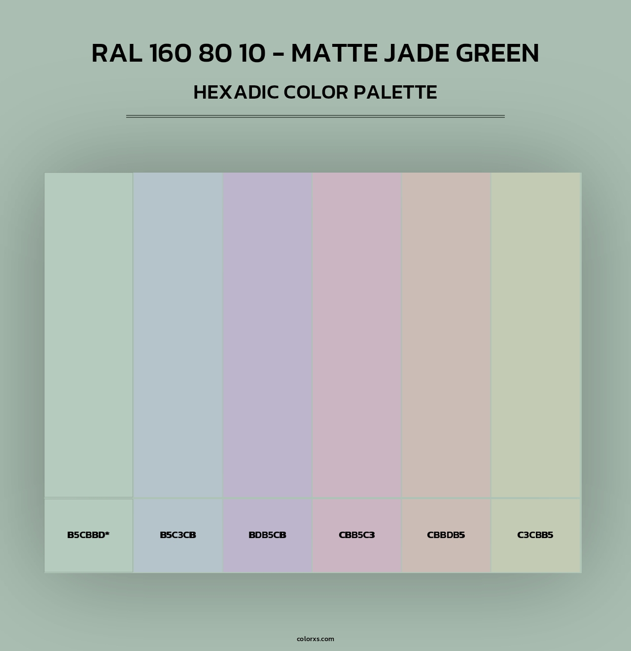RAL 160 80 10 - Matte Jade Green - Hexadic Color Palette