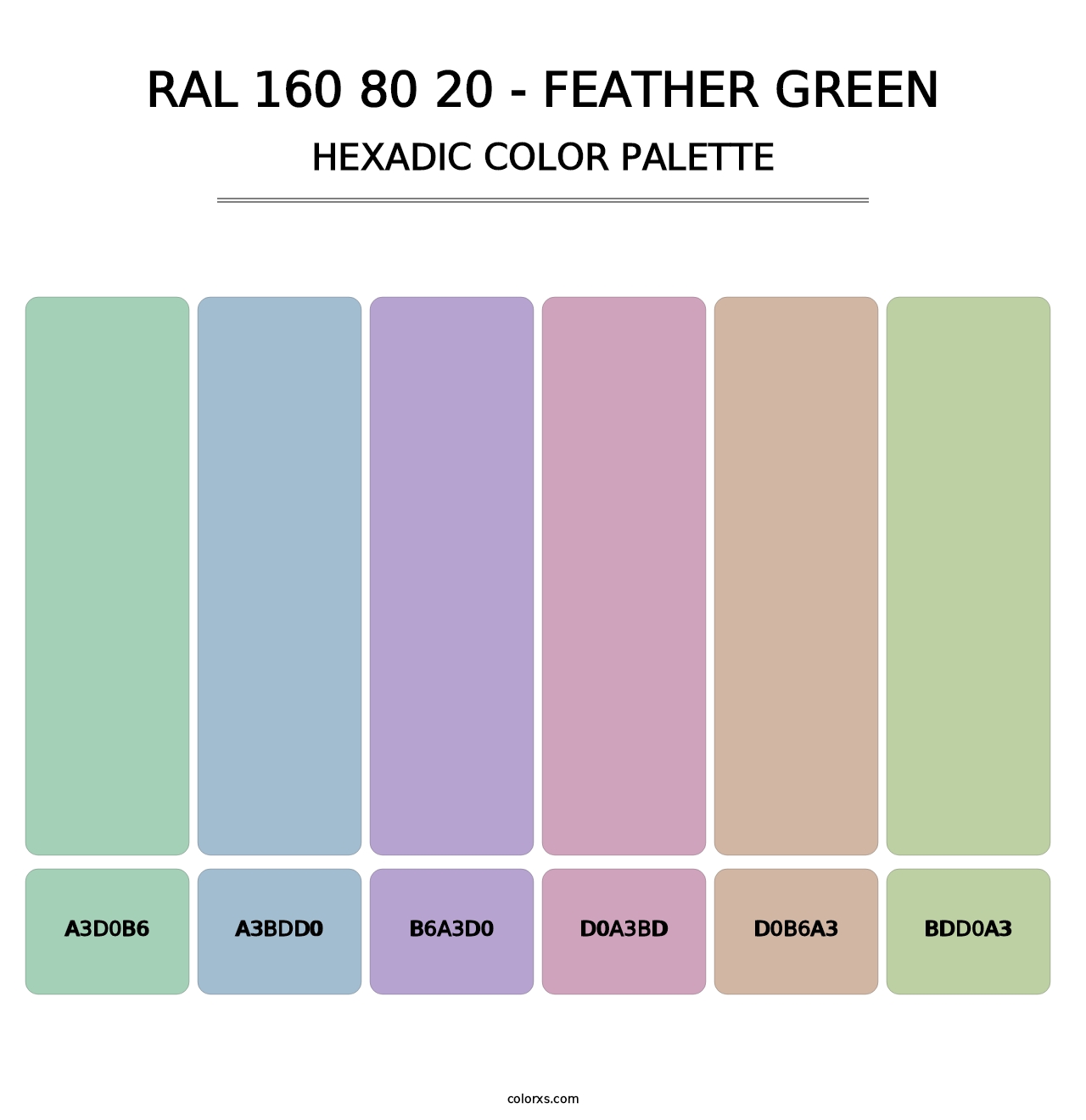 RAL 160 80 20 - Feather Green - Hexadic Color Palette