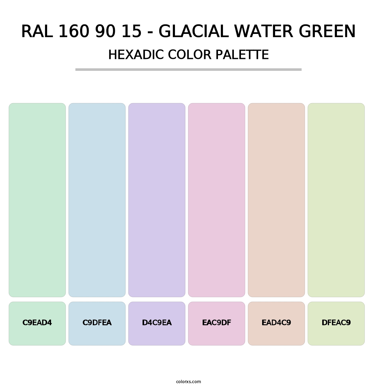 RAL 160 90 15 - Glacial Water Green - Hexadic Color Palette