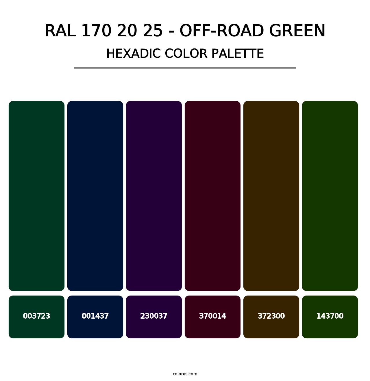 RAL 170 20 25 - Off-Road Green - Hexadic Color Palette