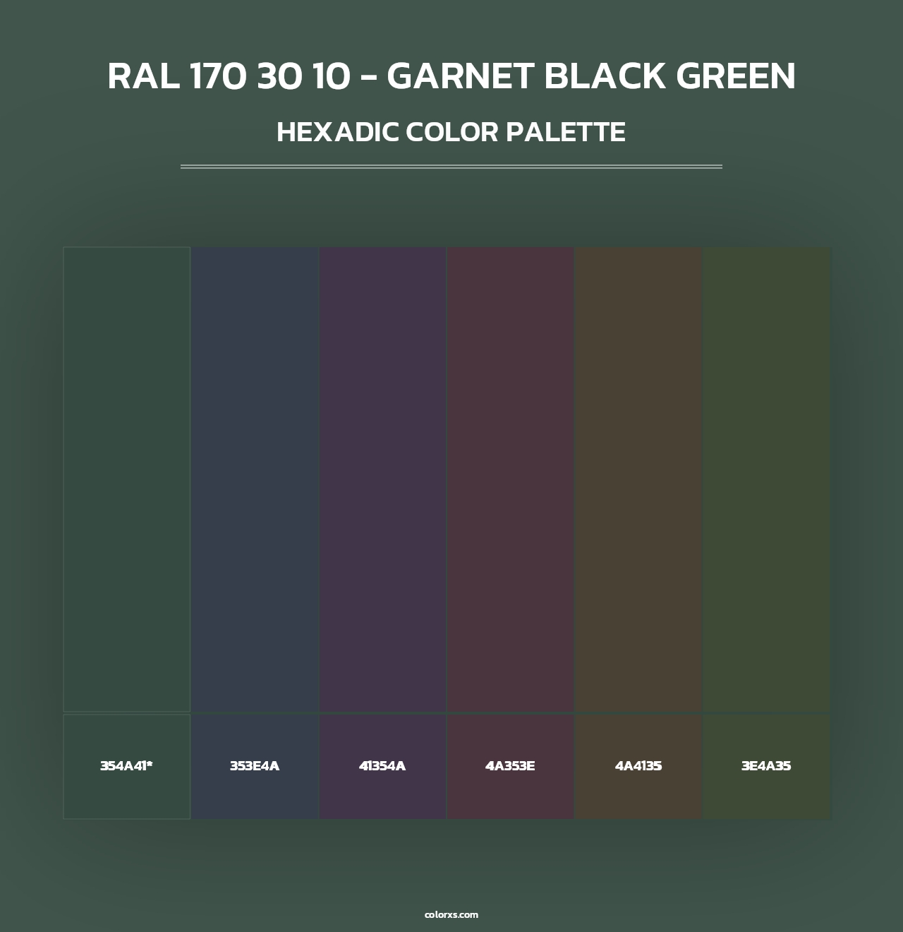 RAL 170 30 10 - Garnet Black Green - Hexadic Color Palette