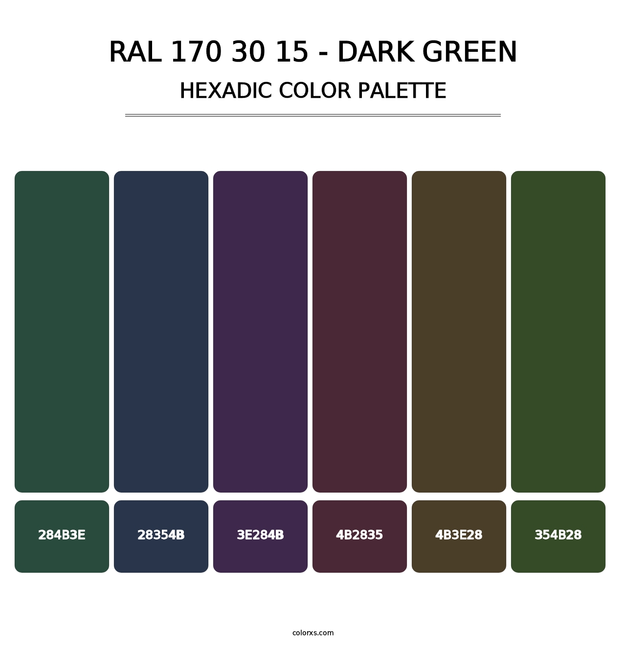 RAL 170 30 15 - Dark Green - Hexadic Color Palette